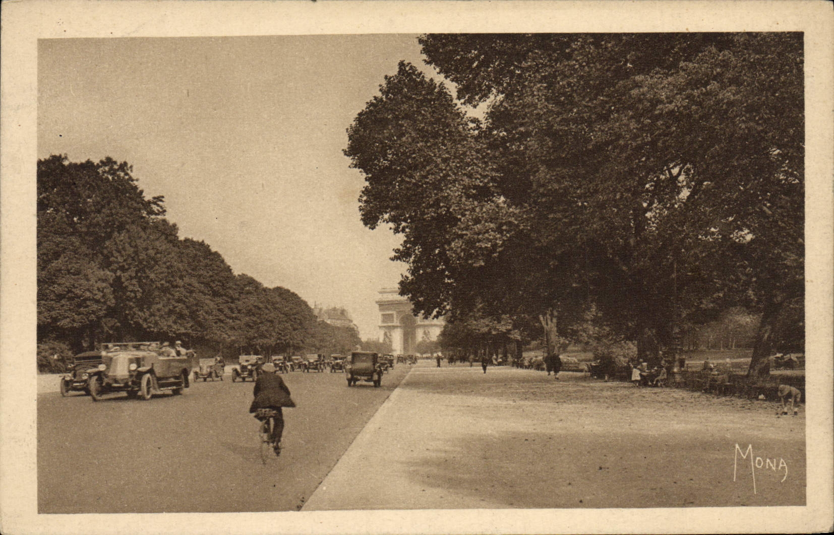 POSTAL París de la VENDIMIA la avenida de Foch Arc de Triomphe