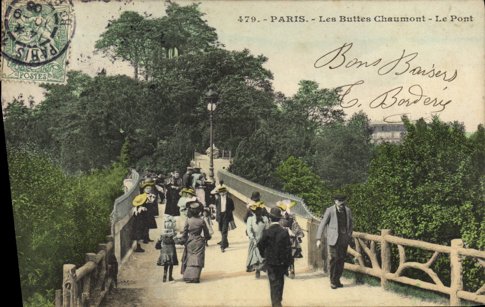 VINTAGE POSTCARD Paris the Chaumont Hillocks the Bridge