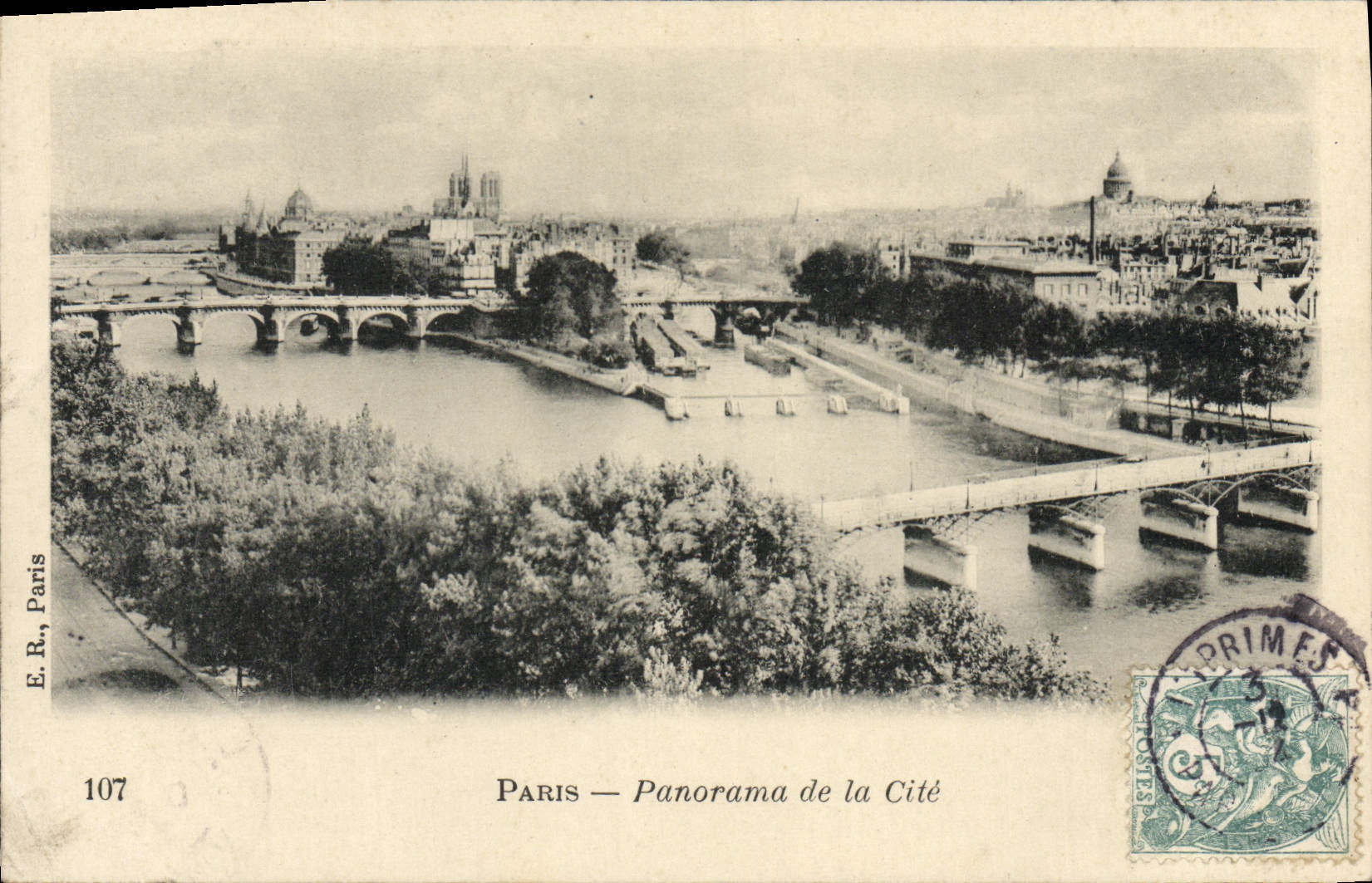 Panorama de París de la POSTAL de la VENDIMIA del ISCED