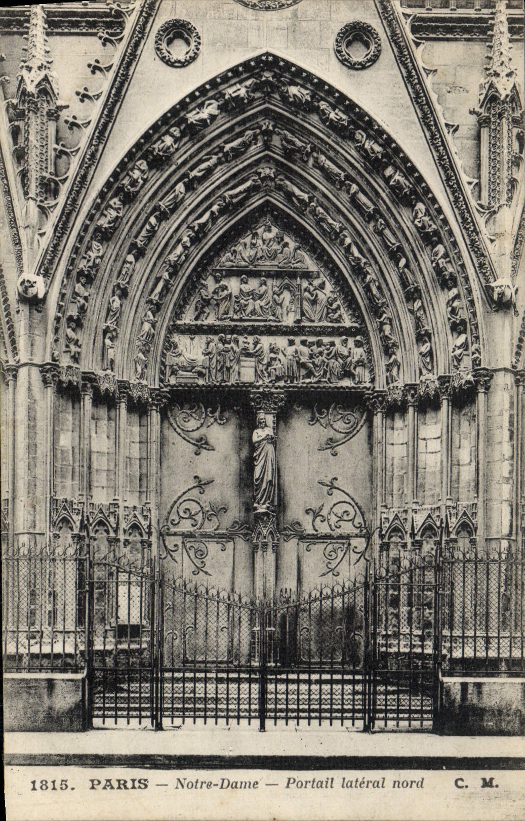 VINTAGE POSTCARD Paris Notre Dame Side Gate Northern