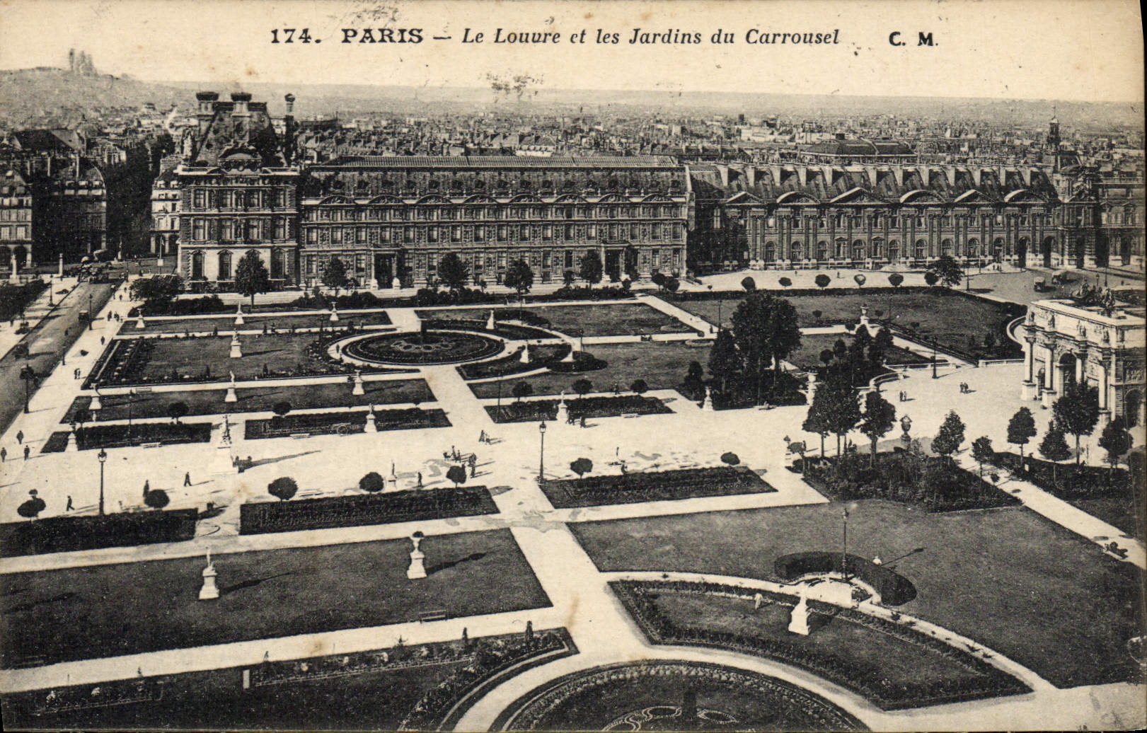 POSTAL París de la VENDIMIA la lumbrera y los jardines del carrusel