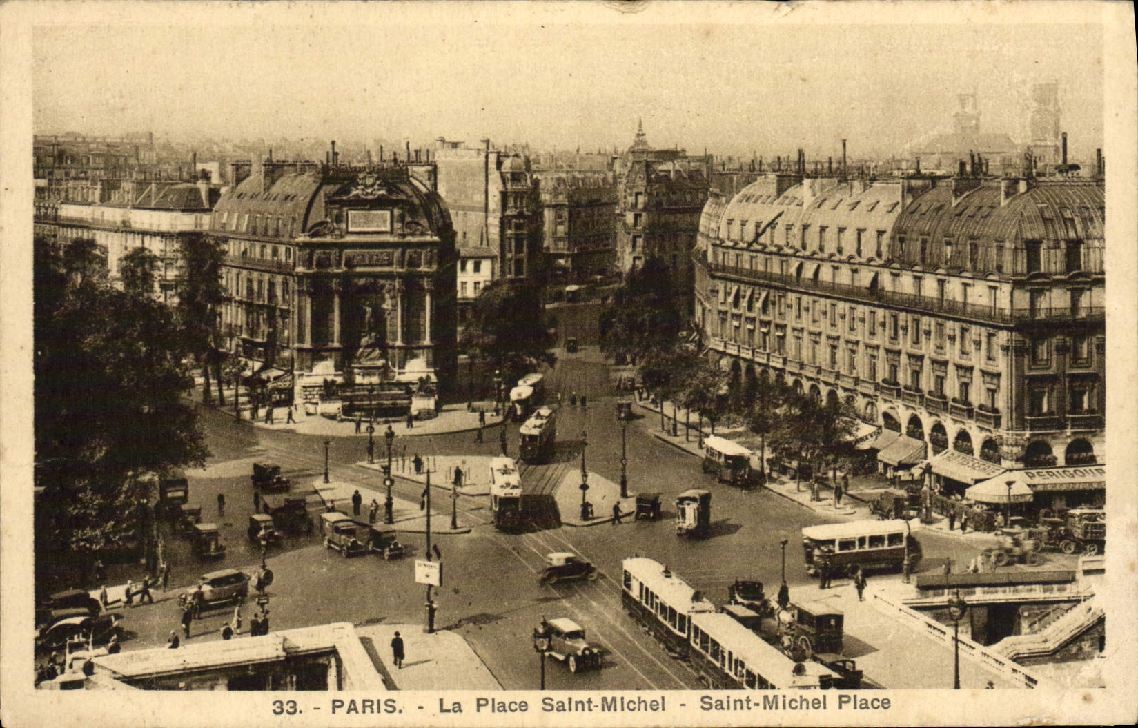 CPA Paris La Place Saint Michel Autobus