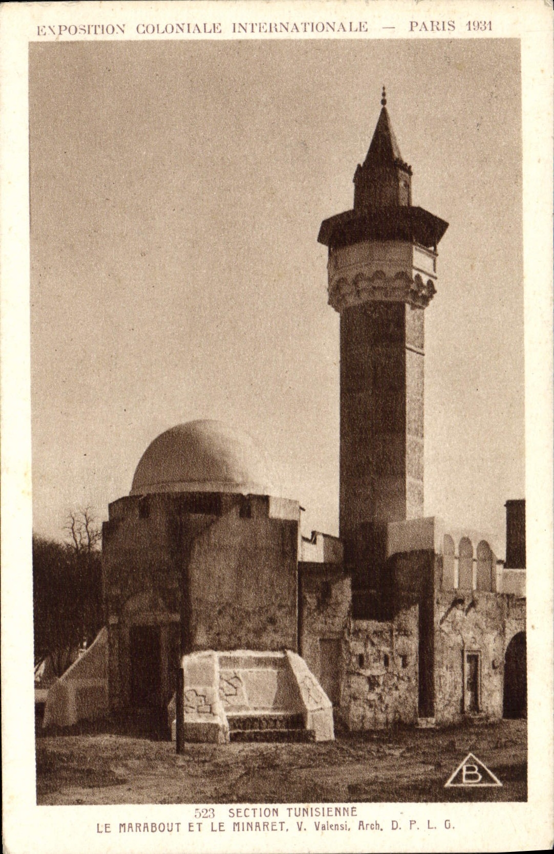 VINTAGE POSTCARD Paris Fair colonial internatioale 1931 Tunisian Section the marabout and the minaret