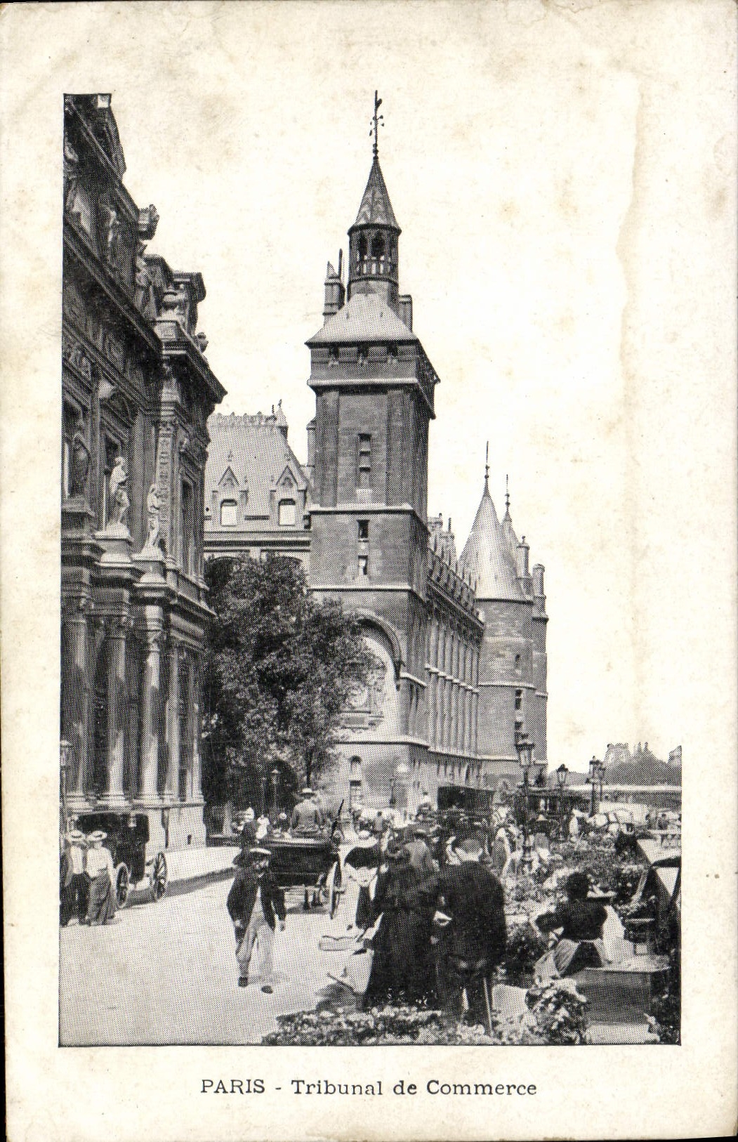 VINTAGE POSTCARD Paris Bankruptcy court Goes to the flowers Petits Trades