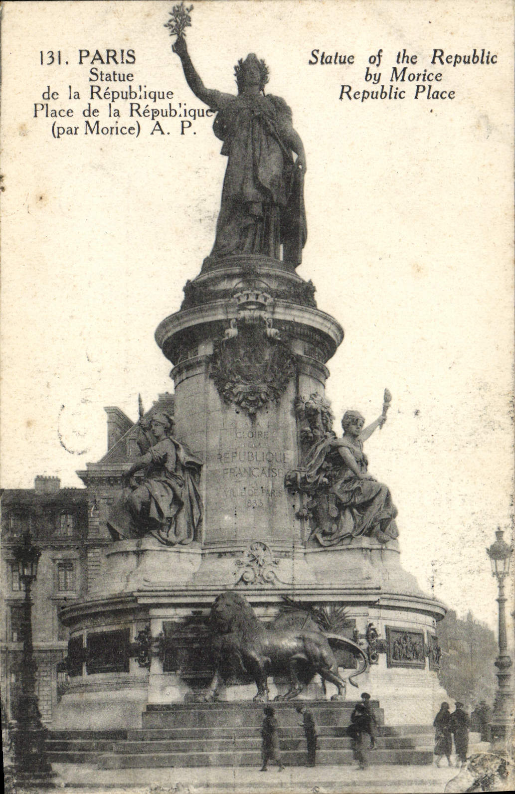CPA Paris Statue de la Republique Lion