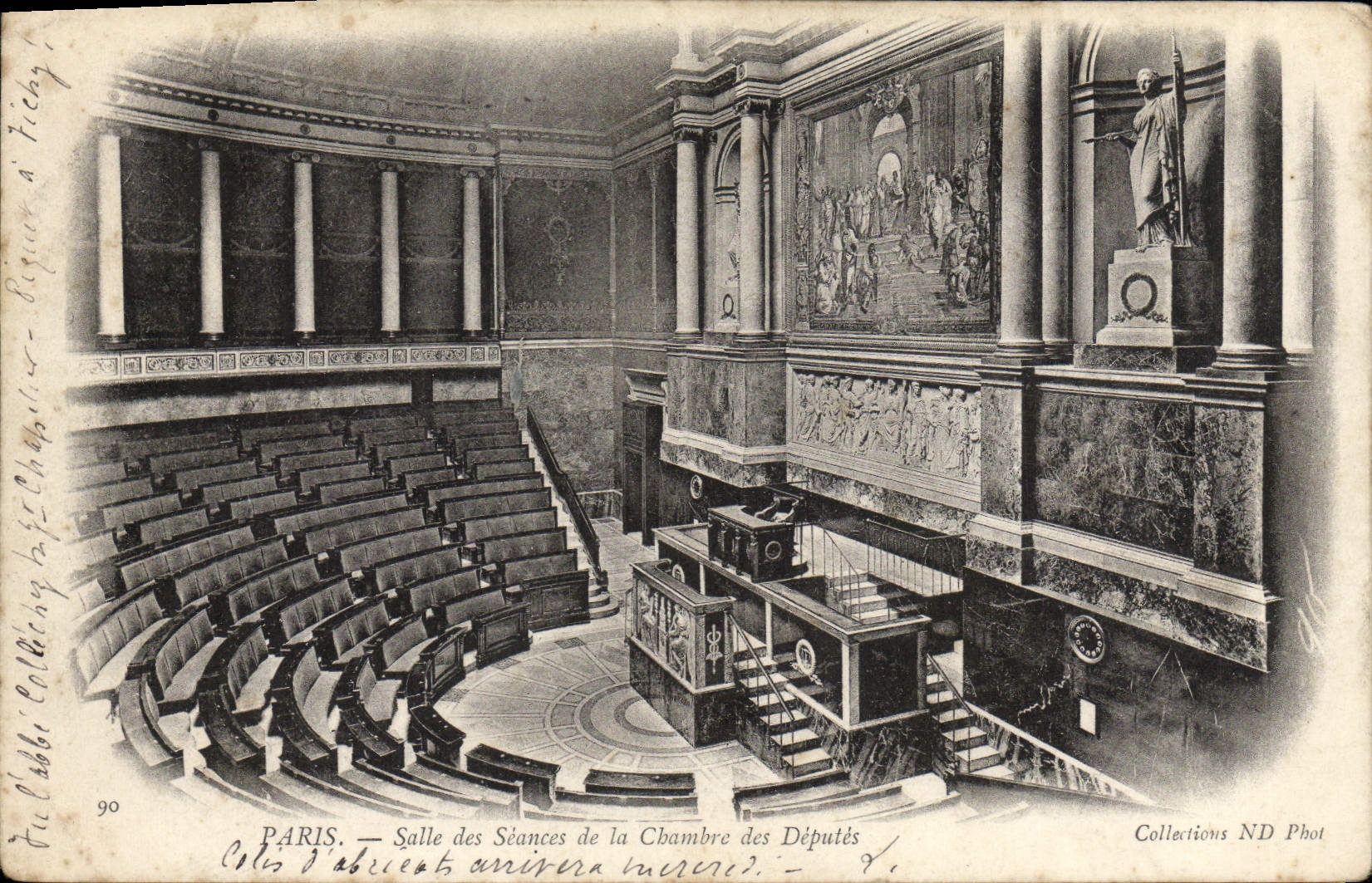VINTAGE POSTCARD Paris Room of the Meetings of the House of Commons