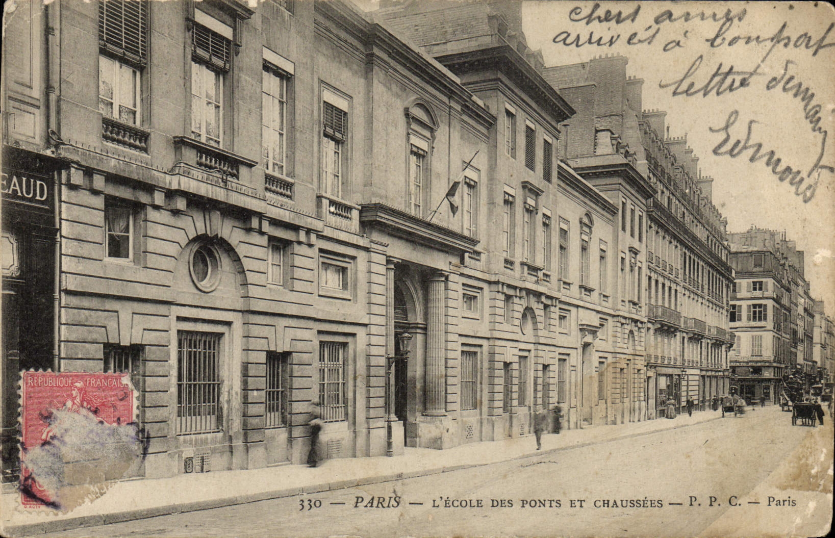 VINTAGE POSTCARD Paris the School Of the Laying And Roadways