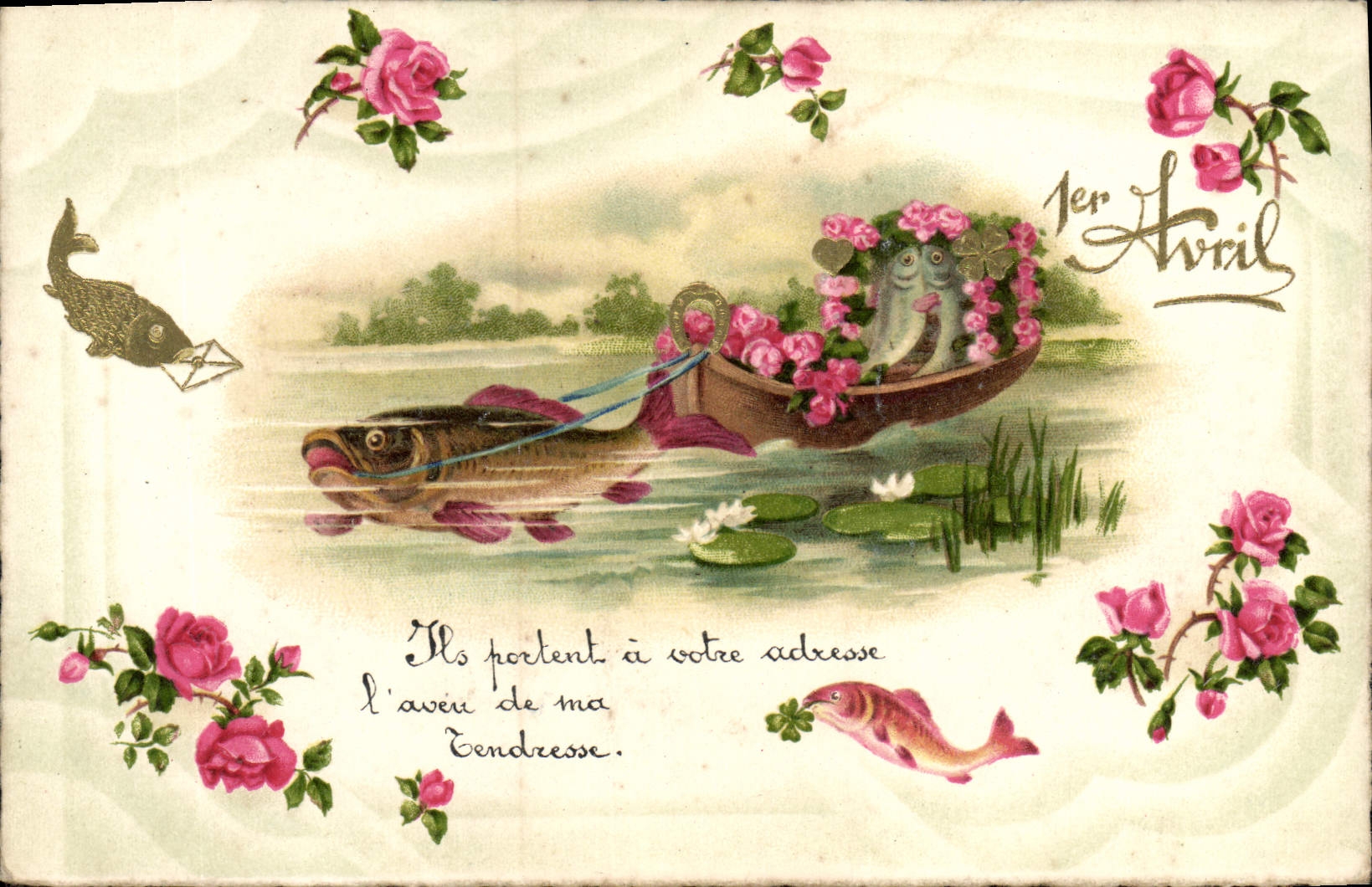 CPA Fantaisie Poisson 1er Avril