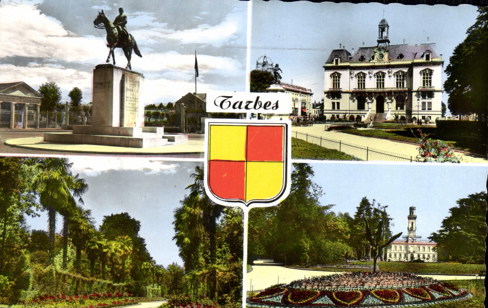 MODERN CARD Tarbes Rules of the Foch Marshal the town hall Allee from the Palm trees Massey Park the museum