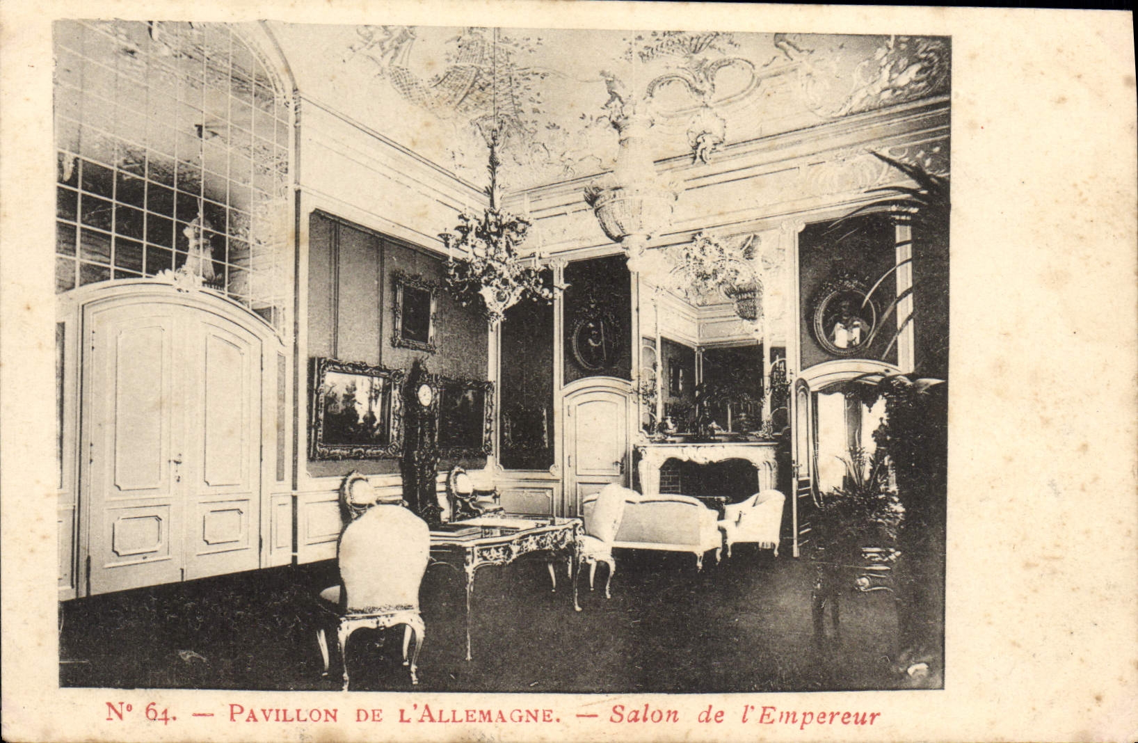 VINTAGE POSTCARD Paris House Of Germany Living room of the emperor