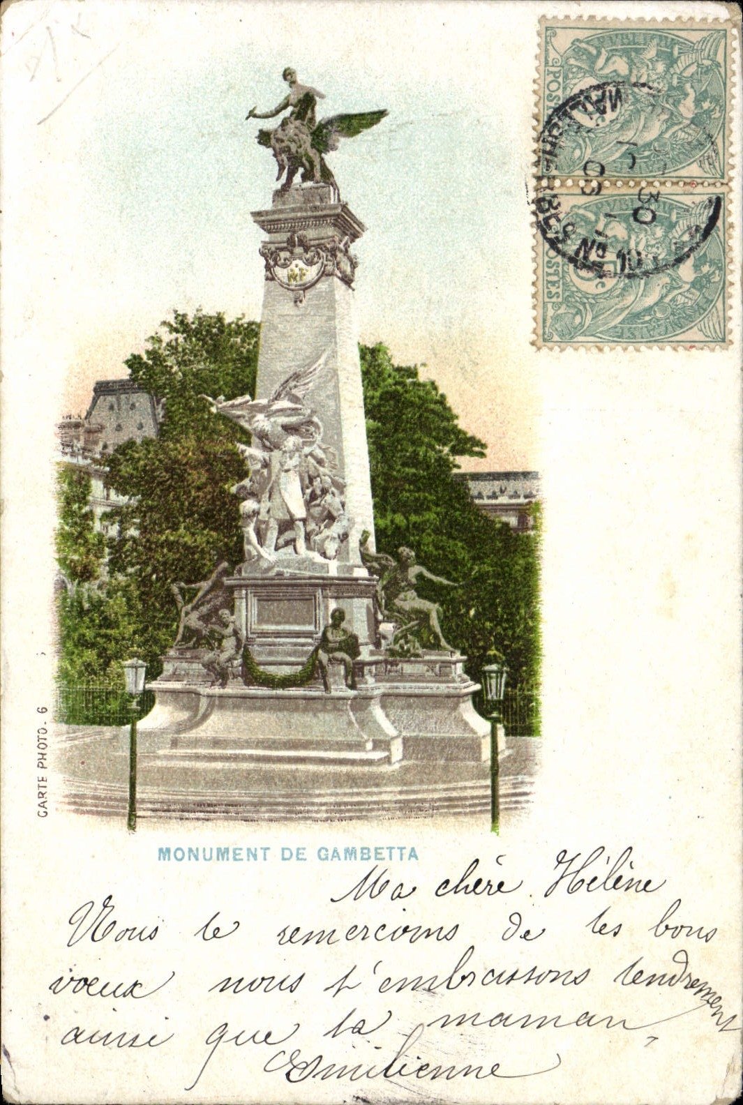 CPA Paris Monument de Gambetta