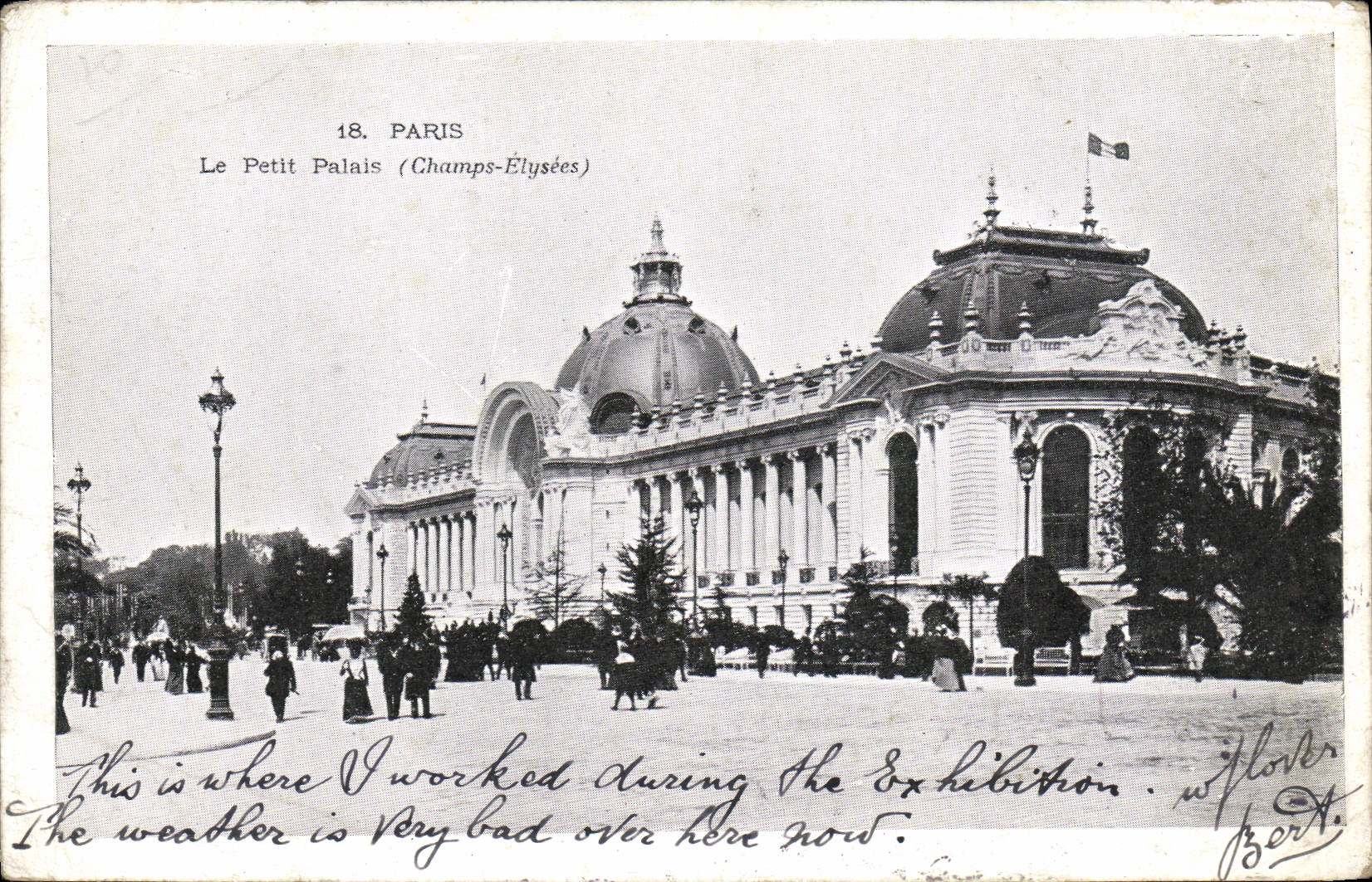 VINTAGE POSTCARD Paris the Petit Palais Elyees Fields