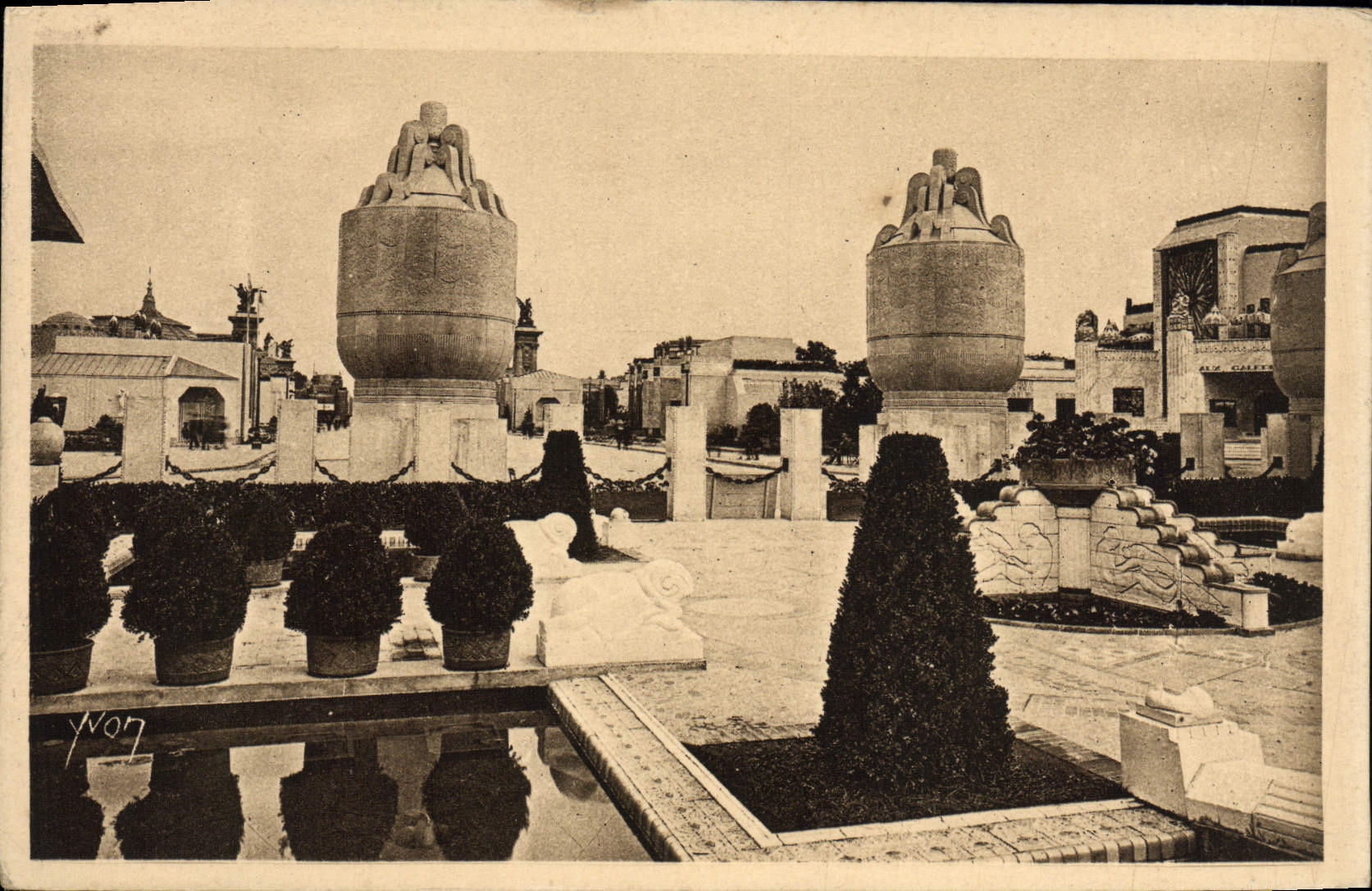 Exposición internacional de París de la POSTAL de la VENDIMIA de artes decorativos los jardines de la fabricación nacional de separado