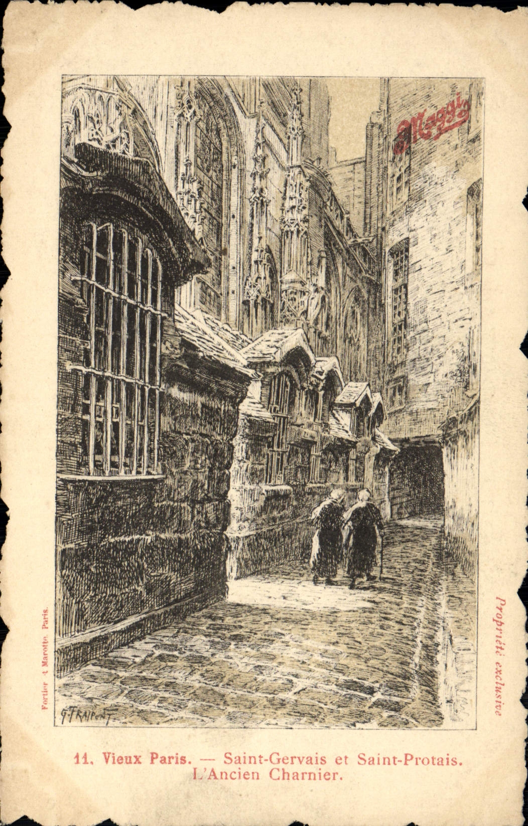 VINTAGE POSTCARD Holy Paris Gervais and Saint Protais Old Chanier Maggi Publicity