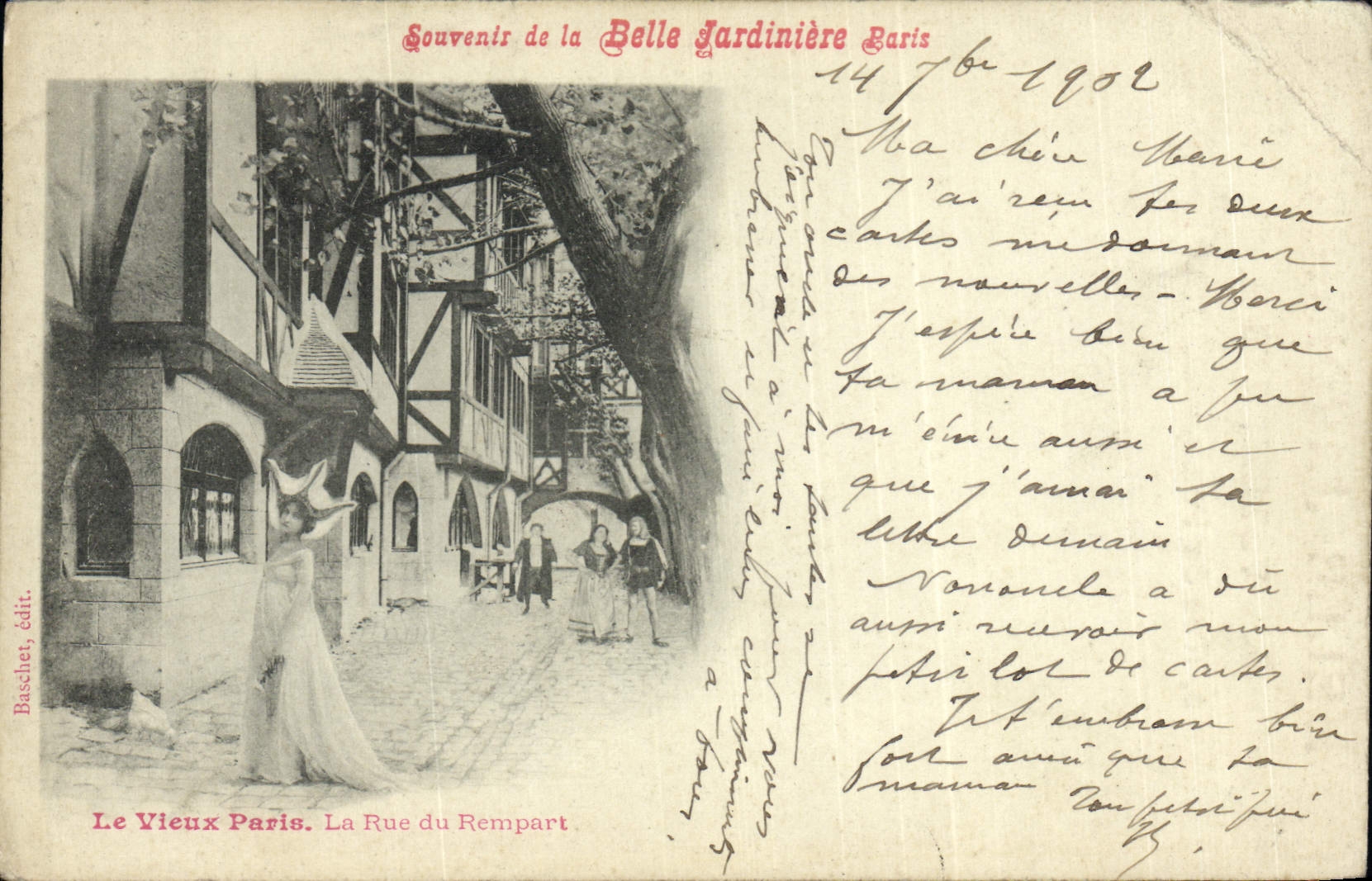 VINTAGE POSTCARD Paris the Paris old man the street of the rampart