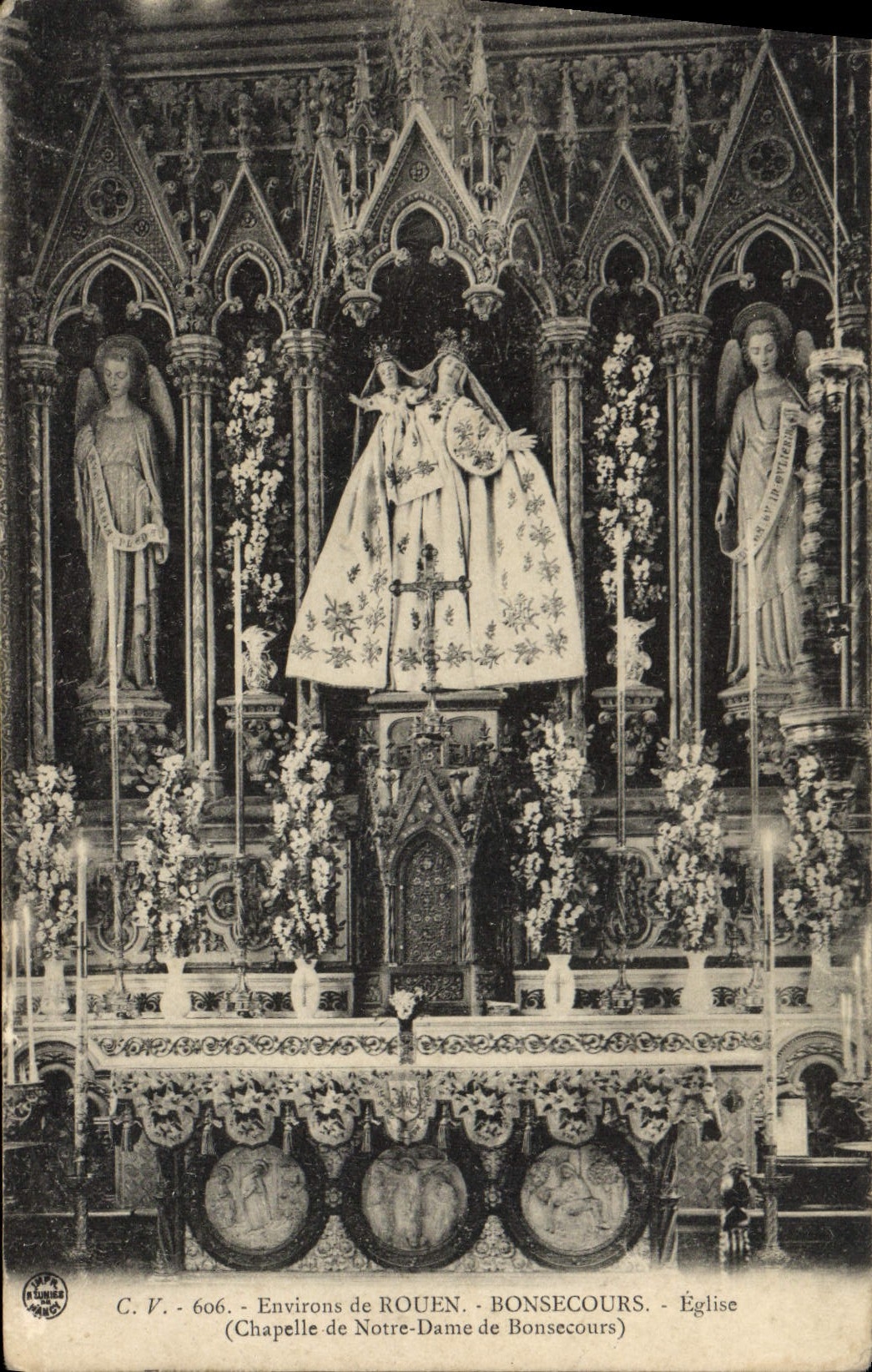 VINTAGE POSTCARD Surroundings of Rouen Bonsecours Church Vault of Notre Dame de Bonsecours