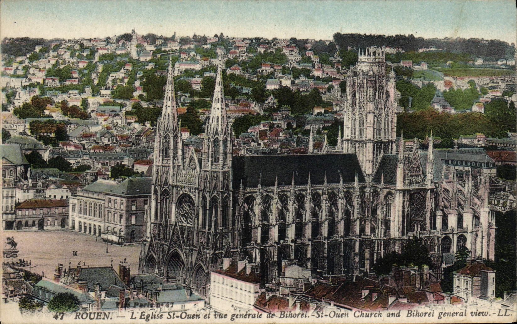 CPA Rouen L'Eglise St Ouen et Vue Generale de Bihorel