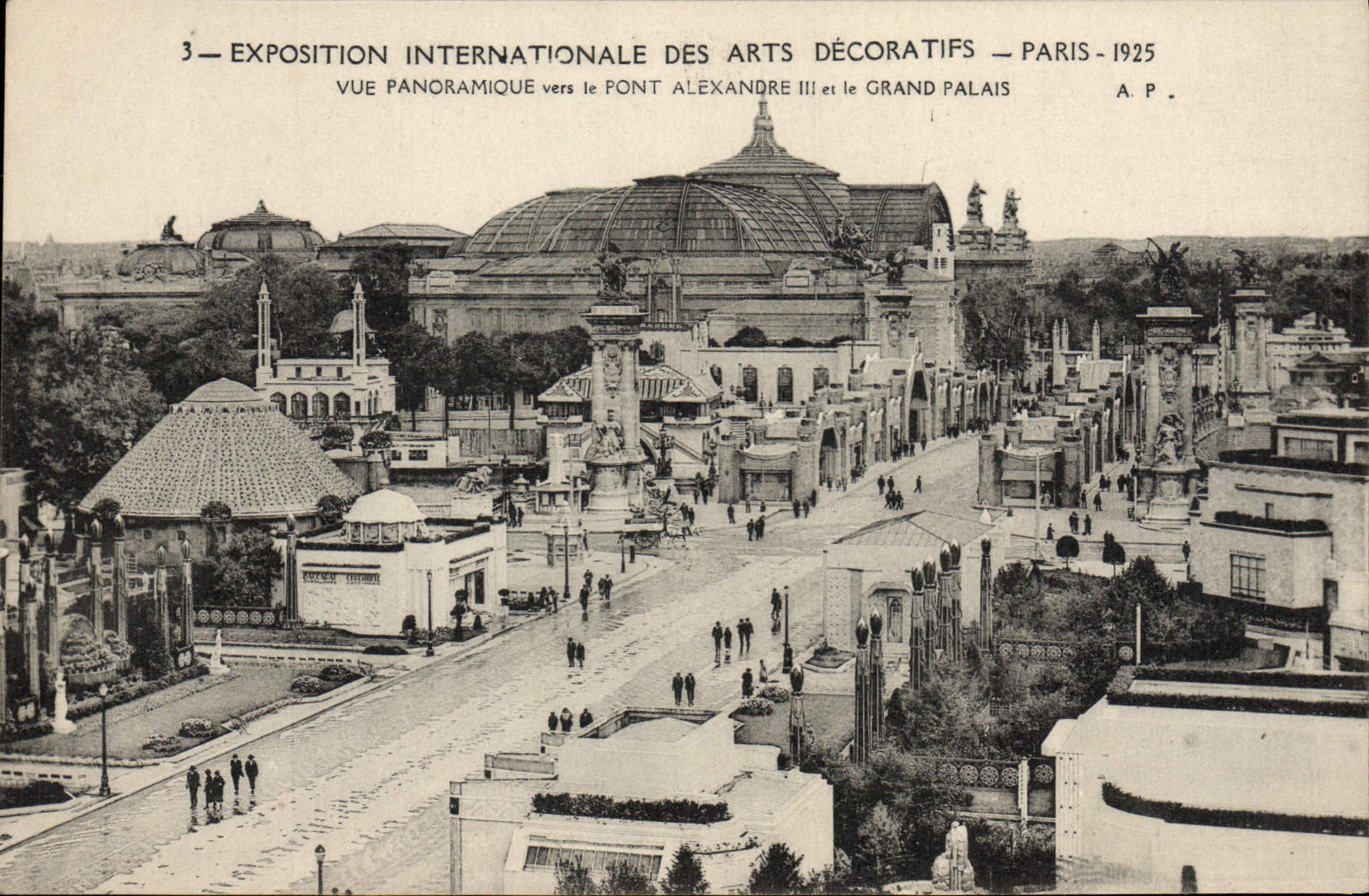 CPA Paris Exposition Internationale des Arts Decoratifs 1925 Vue panoramique vers le Pont Alexandre III et Grand Palais