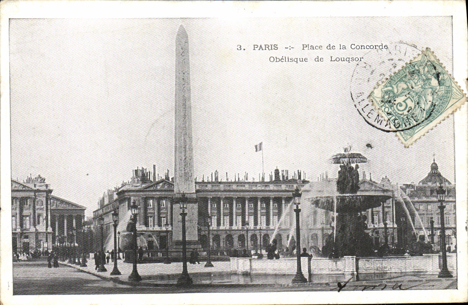 VINTAGE POSTCARD Paris Places Harmony Obelisk of Louqsor
