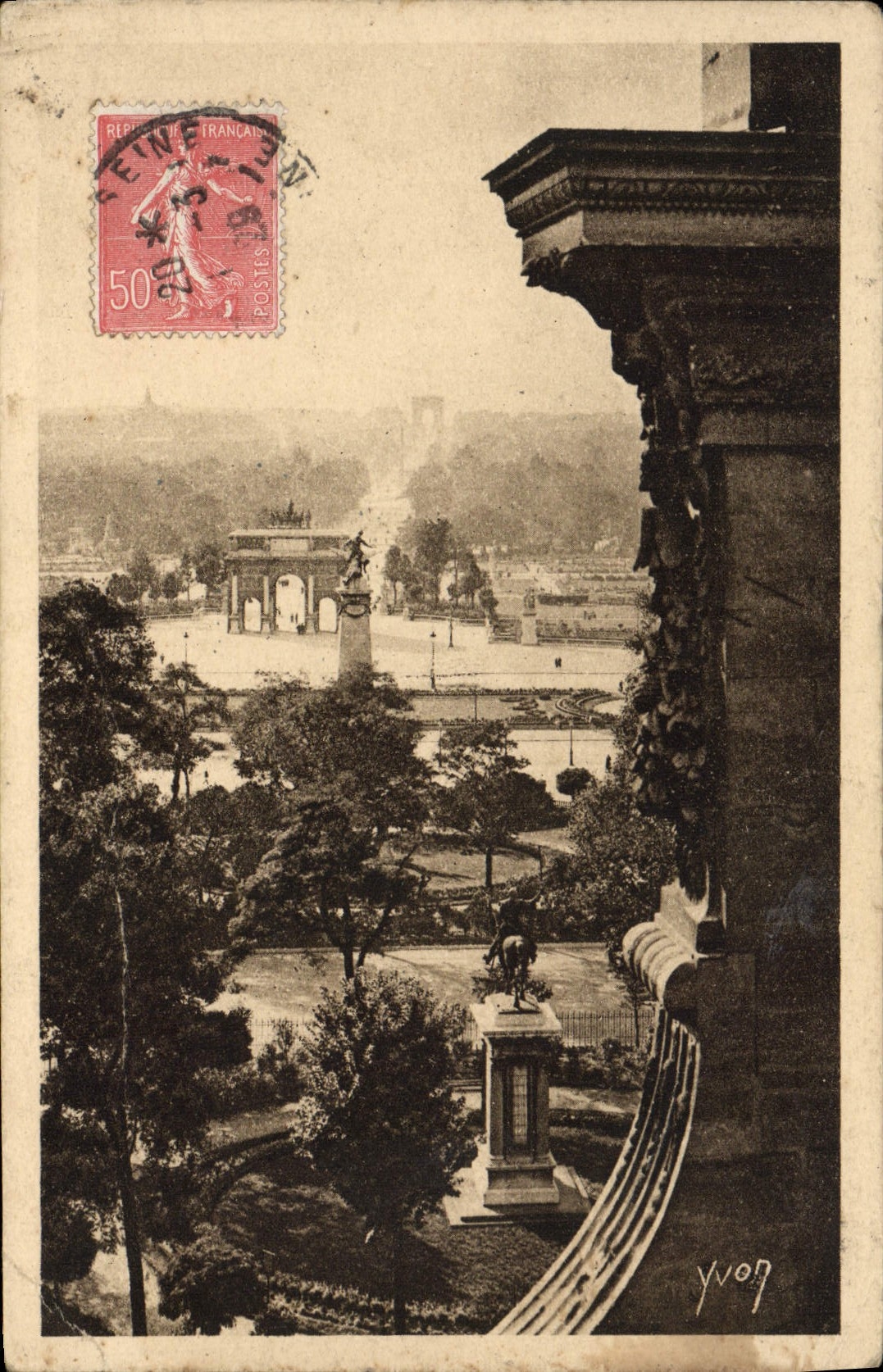 CPA Paris En Flanant Perspective sur le jardin des Tuileries et l'Arc de Triomphe 