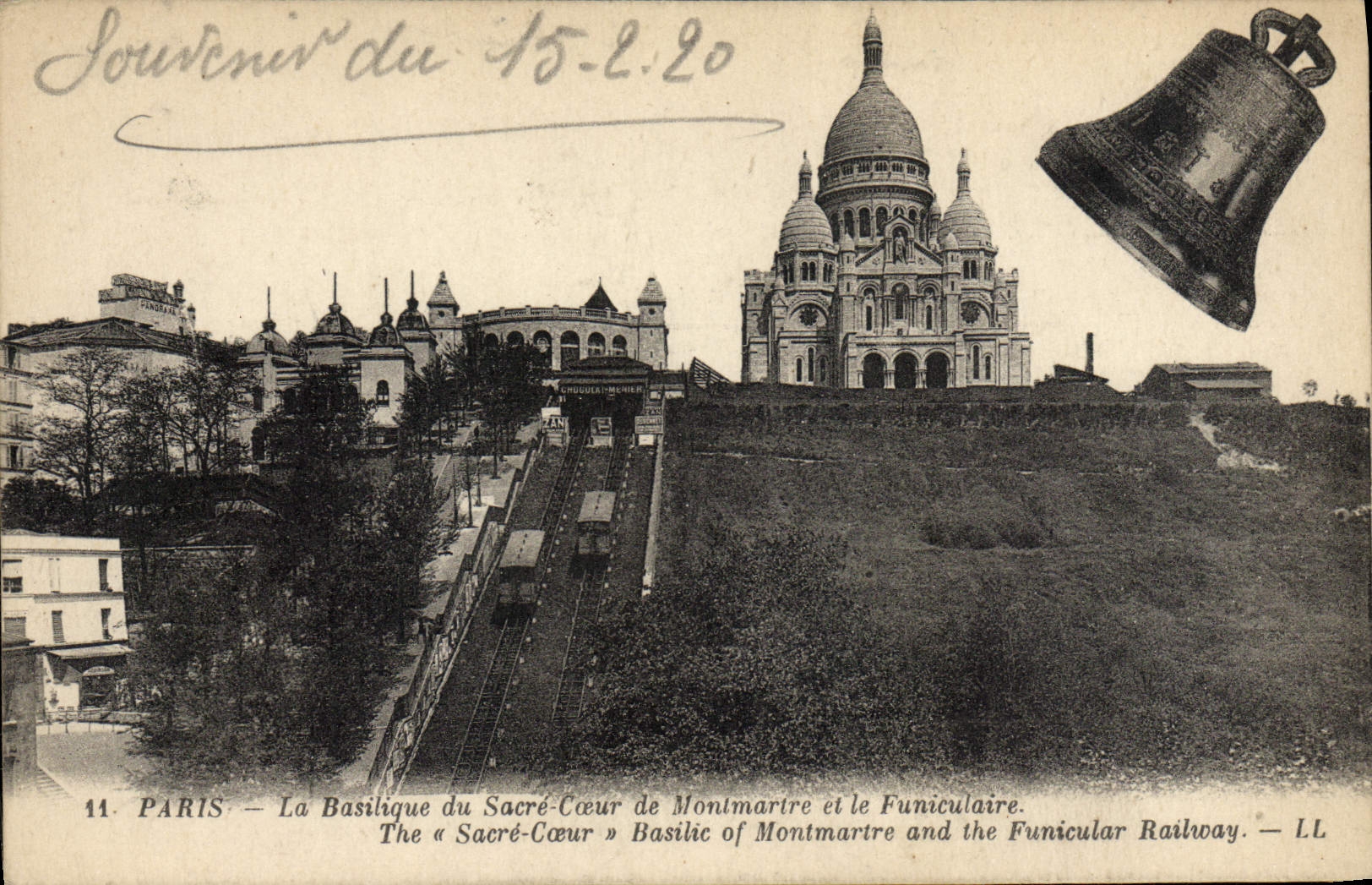 CPA Paris la basilique du Sacre Coeur de Montmarire et le Funiculaire Cloche