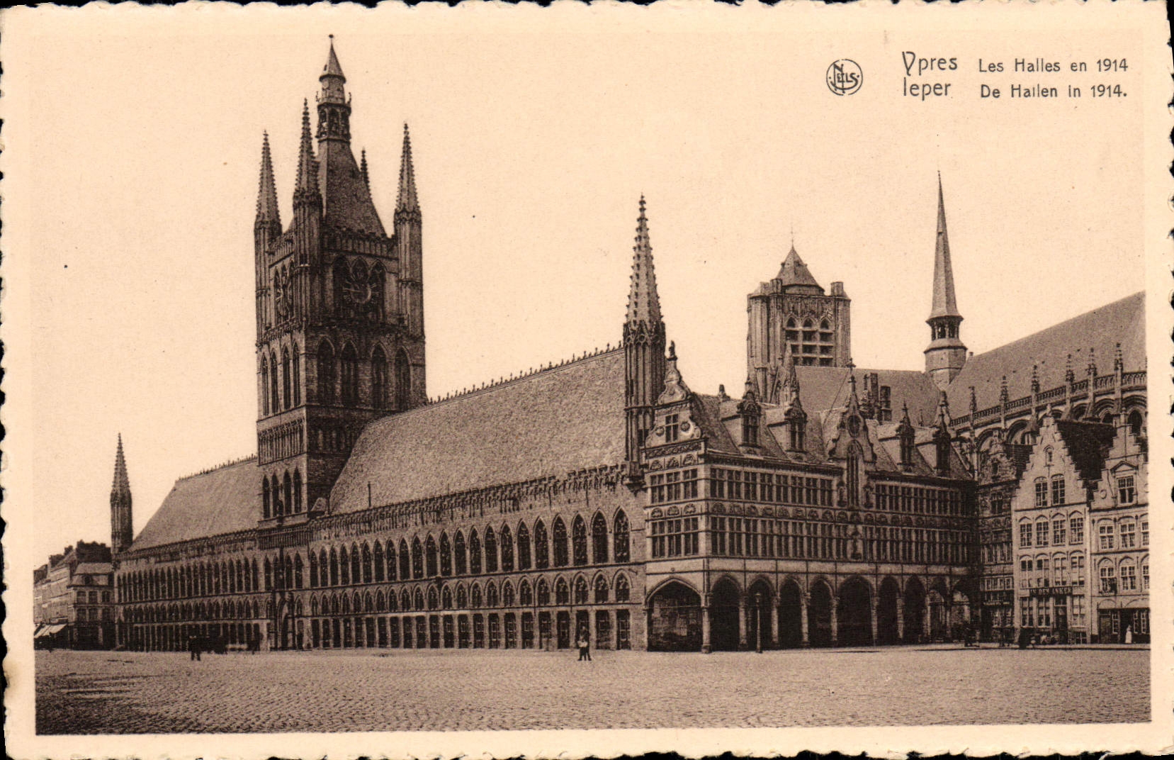 Mercados de Ypres de la POSTAL de la VENDIMIA en 1914