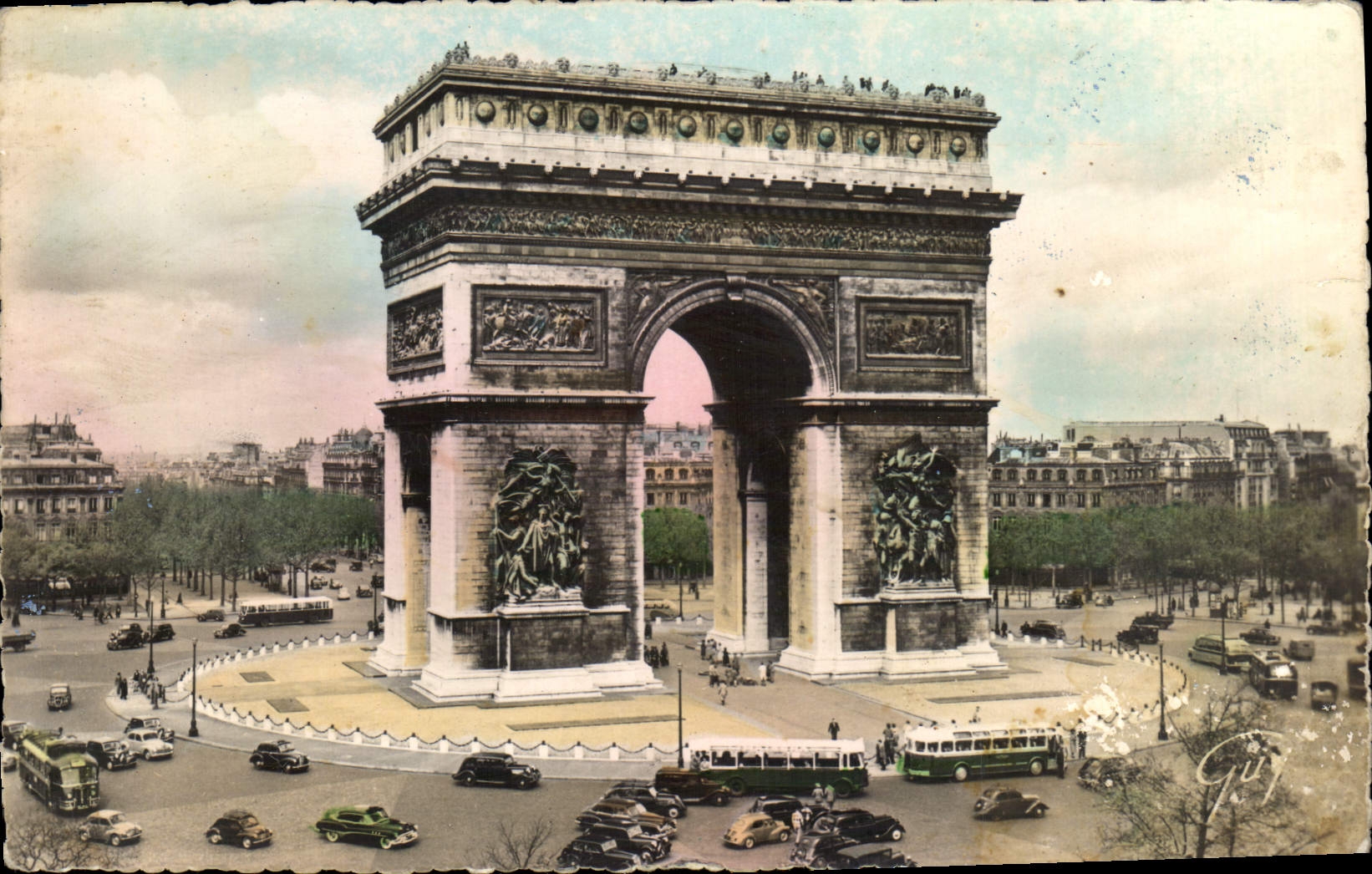 POSTAL MODERNA París y sus maravillas el lugar y Arc de Triomphe de Etoile