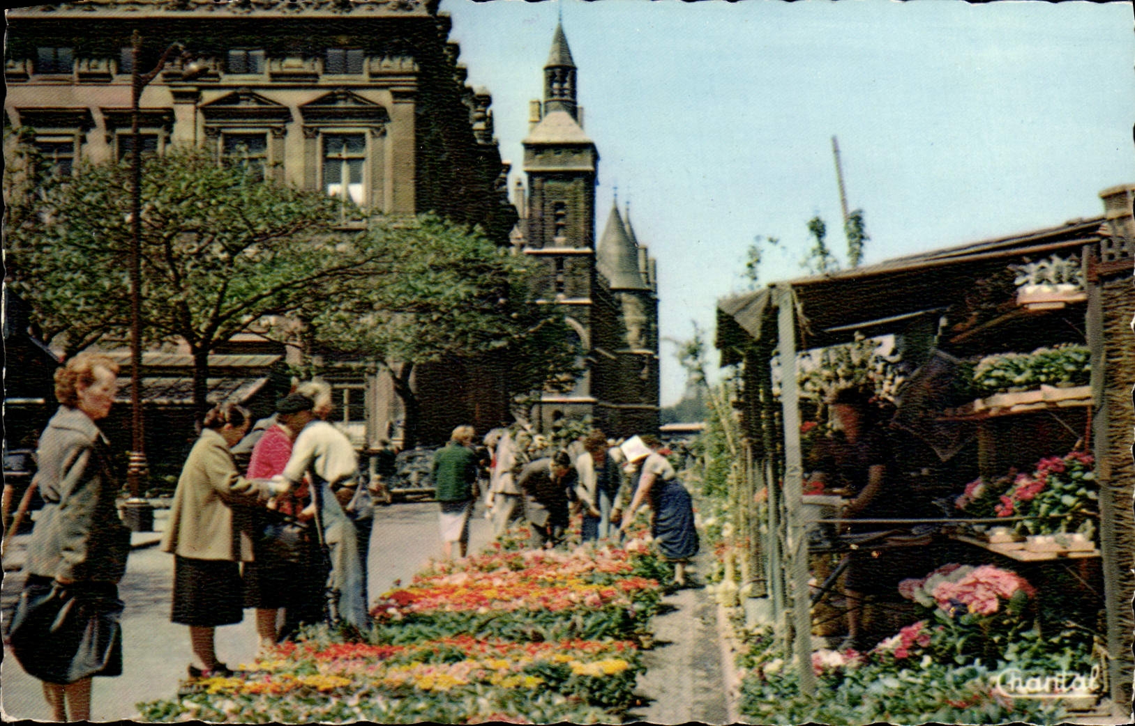 MODERN CARD Paris the Quay with the Flowers
