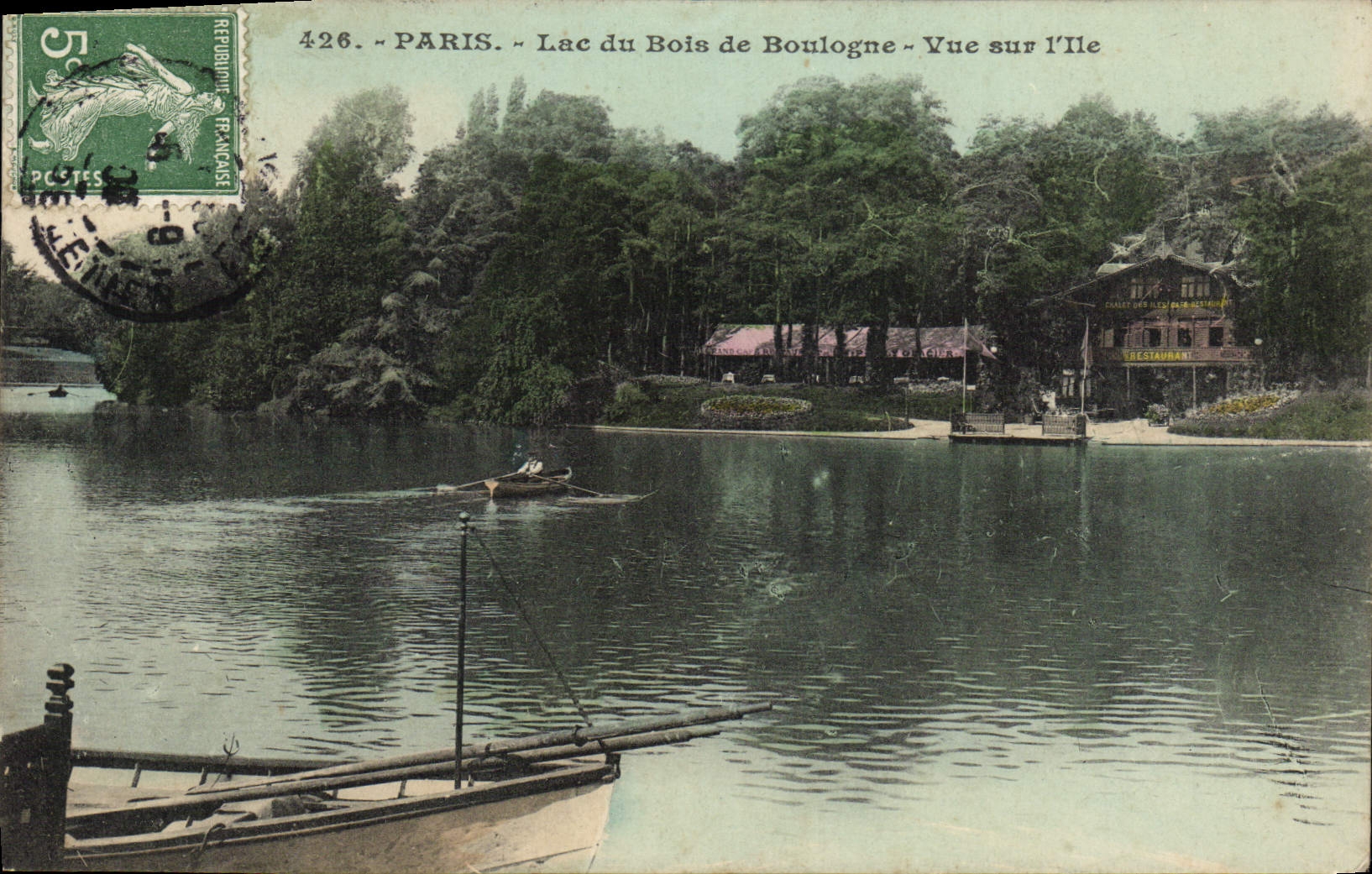 CPA Paris Lac du Bois de Boulogne Vue sur l'lle