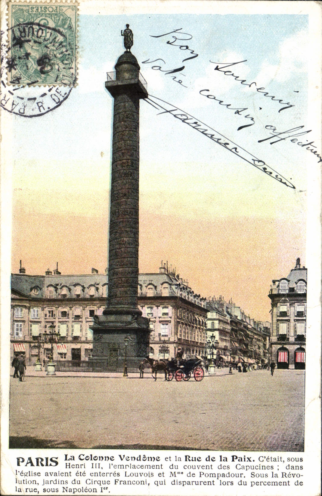 CPA Paris La Colonne Vendome et la Rue de la Paix 