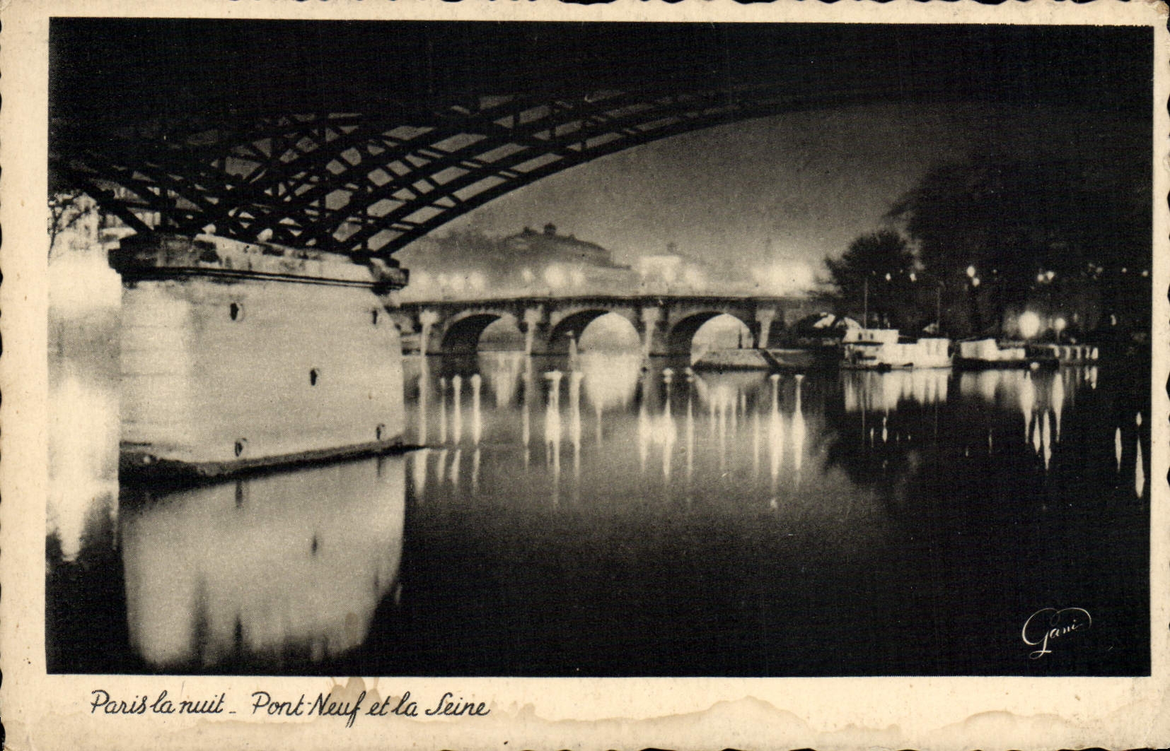 CPA Paris la nuit Pont Neuf et la Seine