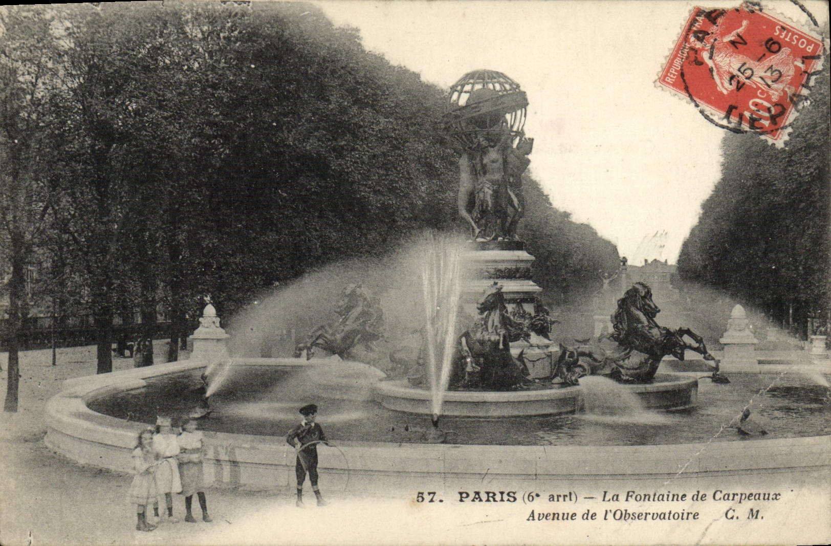 VINTAGE POSTCARD Paris the Fountain of Carpeaux Which occurred of the Observatory