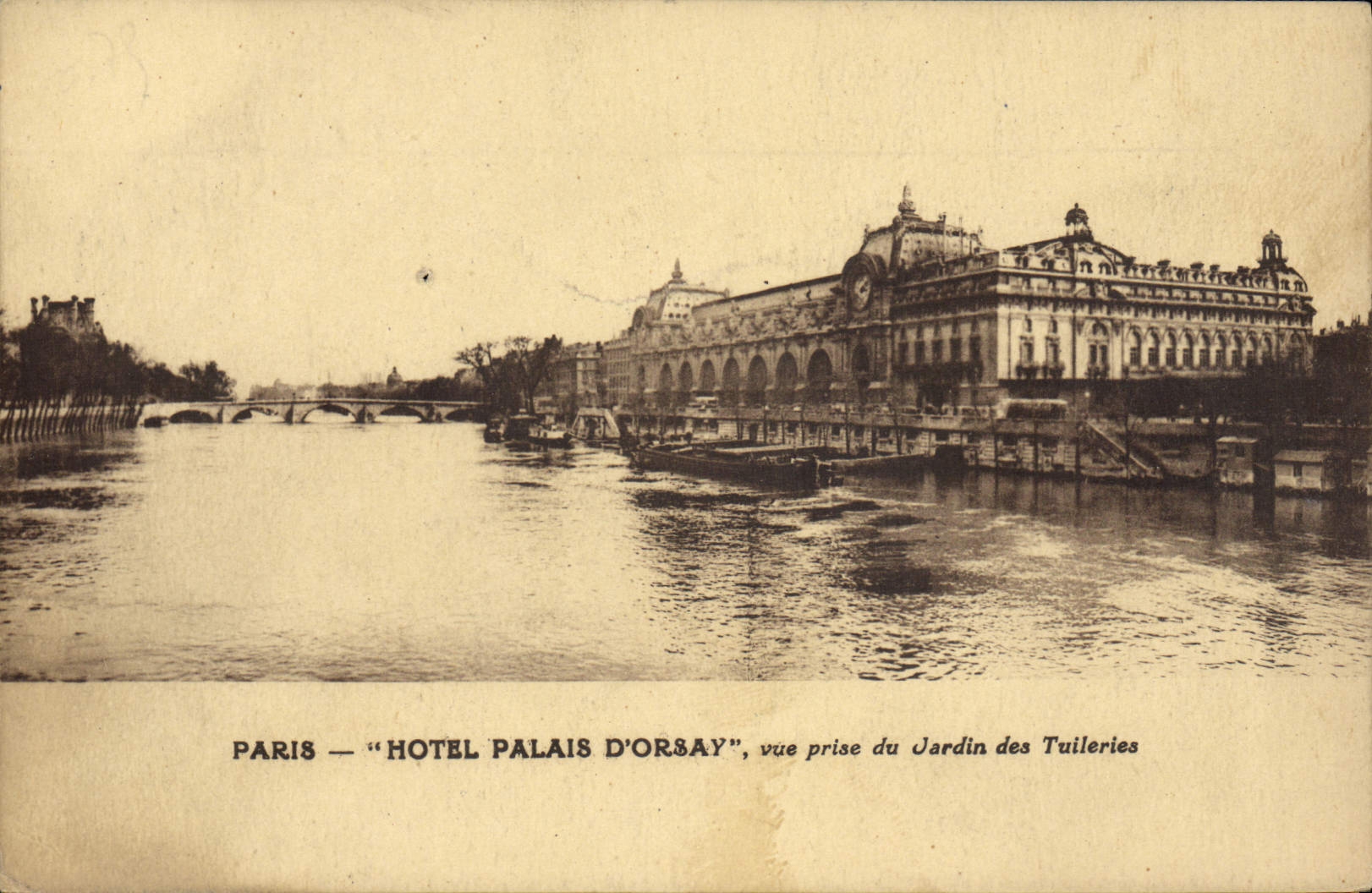 VINTAGE POSTCARD Paris Hotel Palate D' Orsay Seen from of the Garden of Tileries