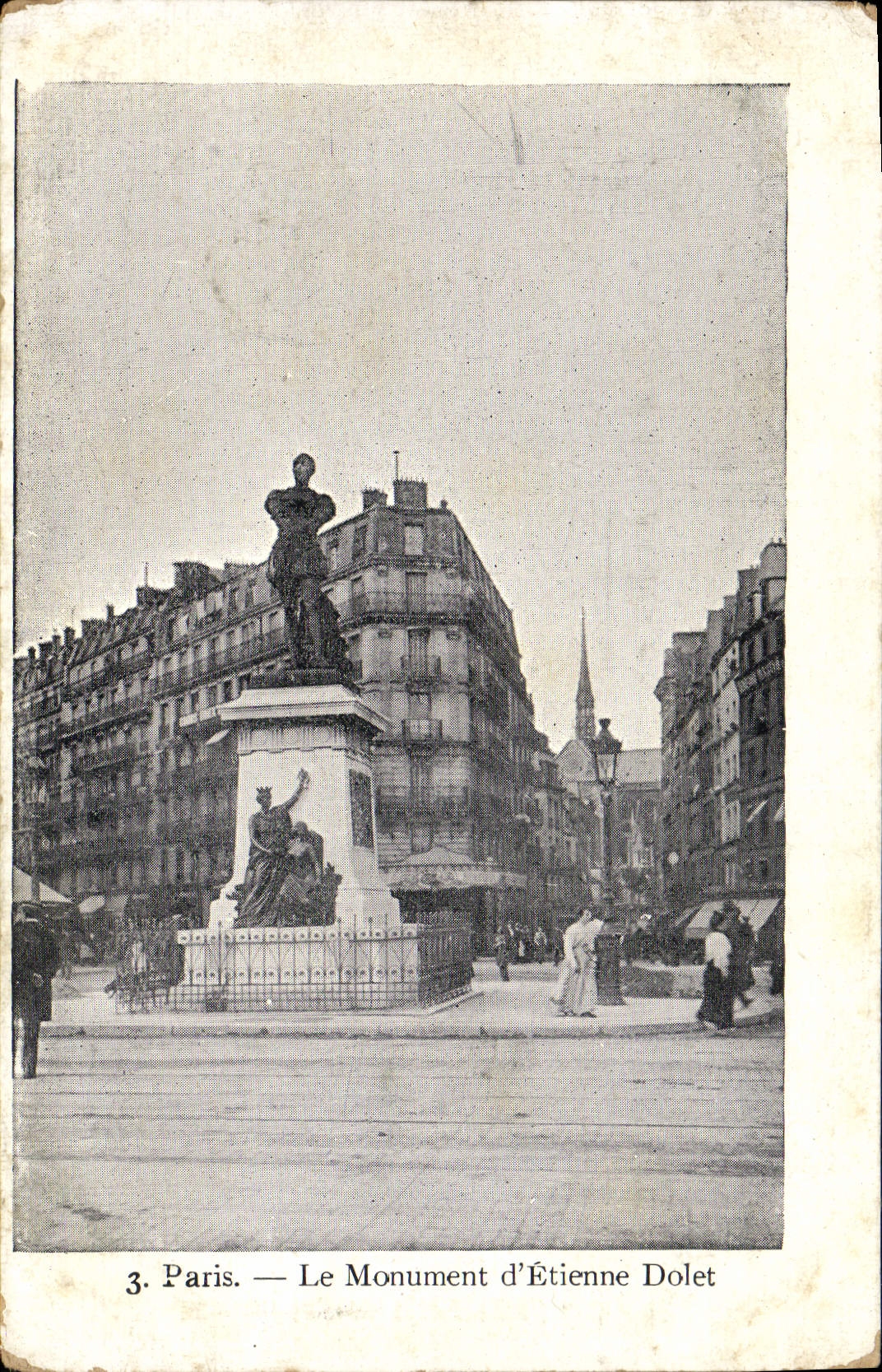 VINTAGE POSTCARD Paris the Monument of Etienne Dolet