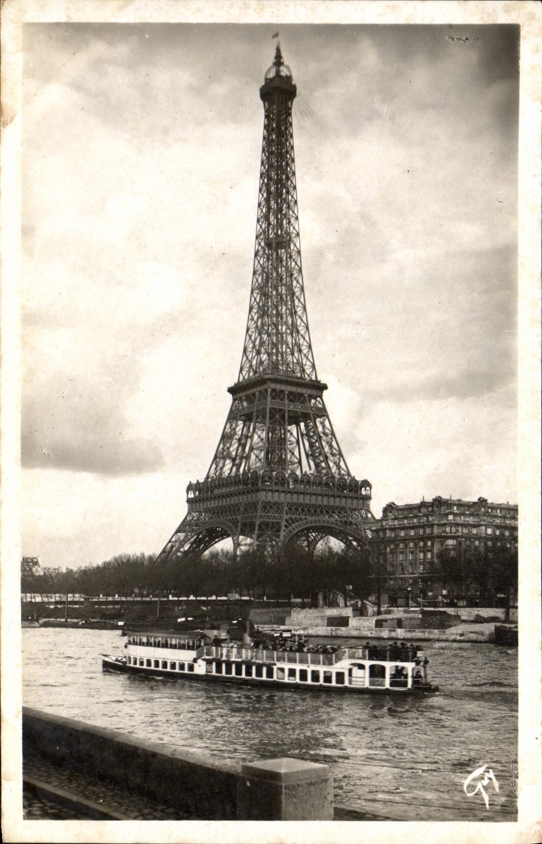 POSTAL París de la VENDIMIA y sus maravillas que el barco de Eiffel de la torre Barge