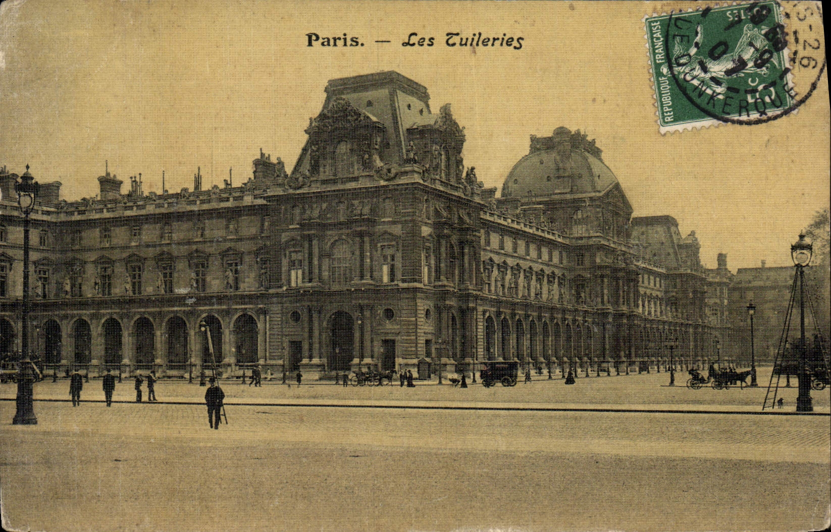 POSTAL París Tileries (toilee de la VENDIMIA de la carta)