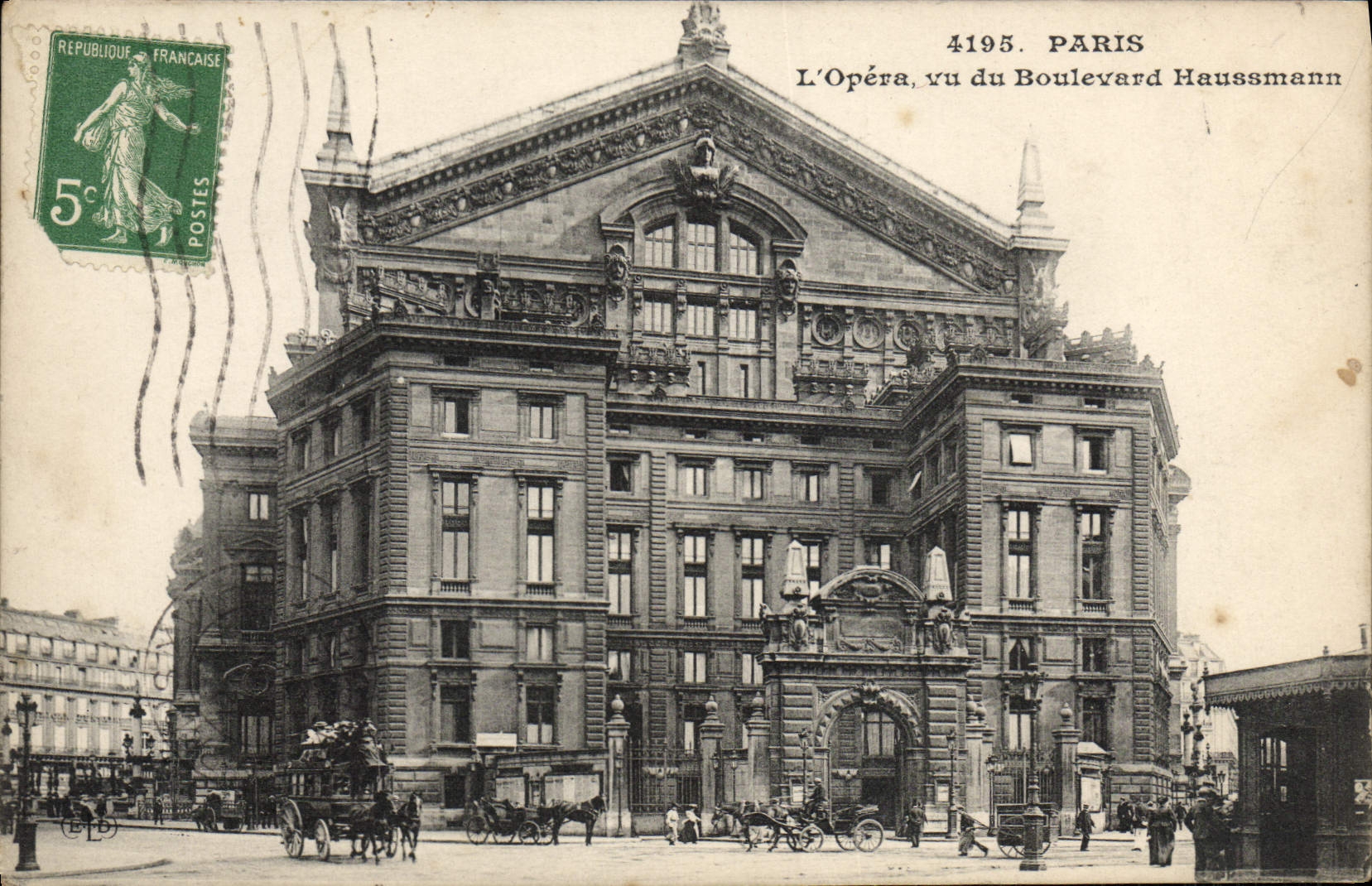 VINTAGE POSTCARD Paris the Opera seen of the Haussmann Boulevard