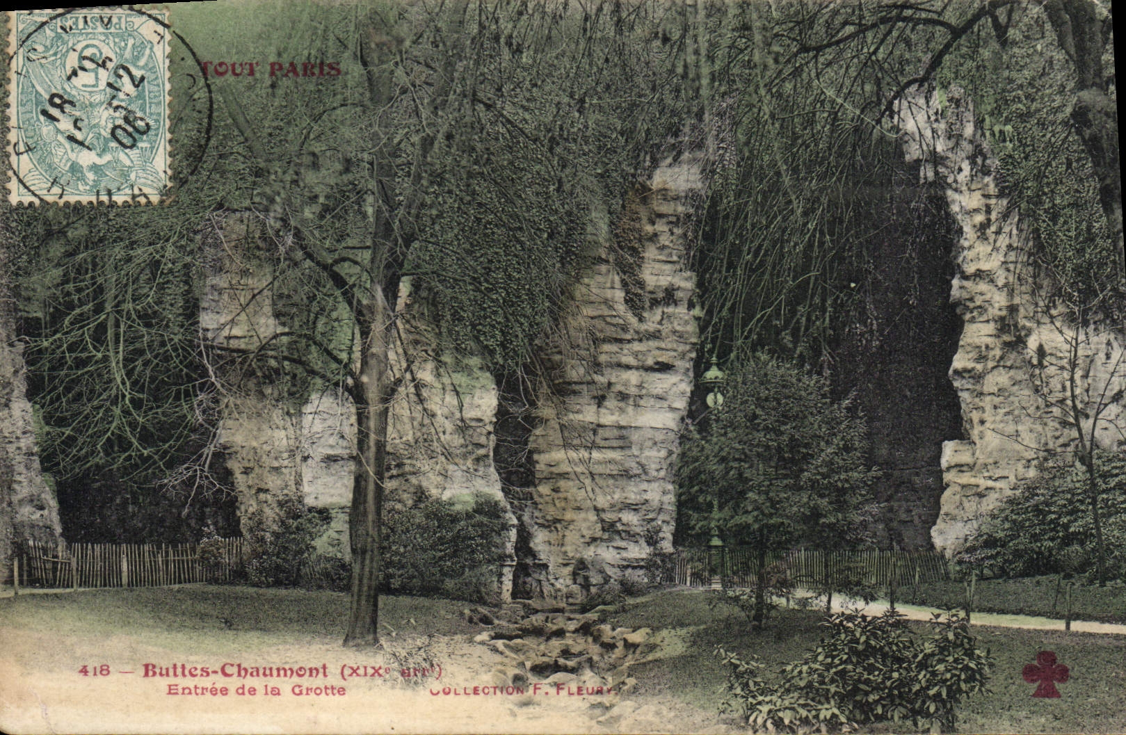 VINTAGE POSTCARD Paris Chaumont Hillocks Entered of the cave