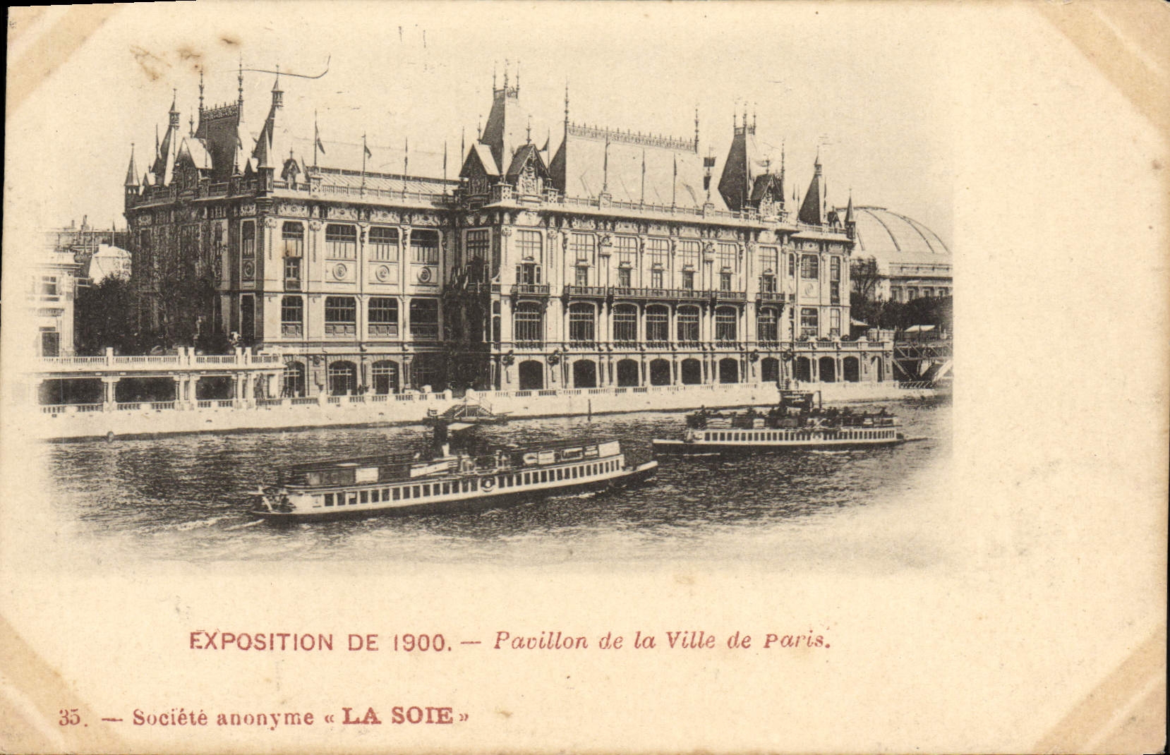 VINTAGE POSTCARD Fair of 1900 House of the Town of Paris Boat Barge
