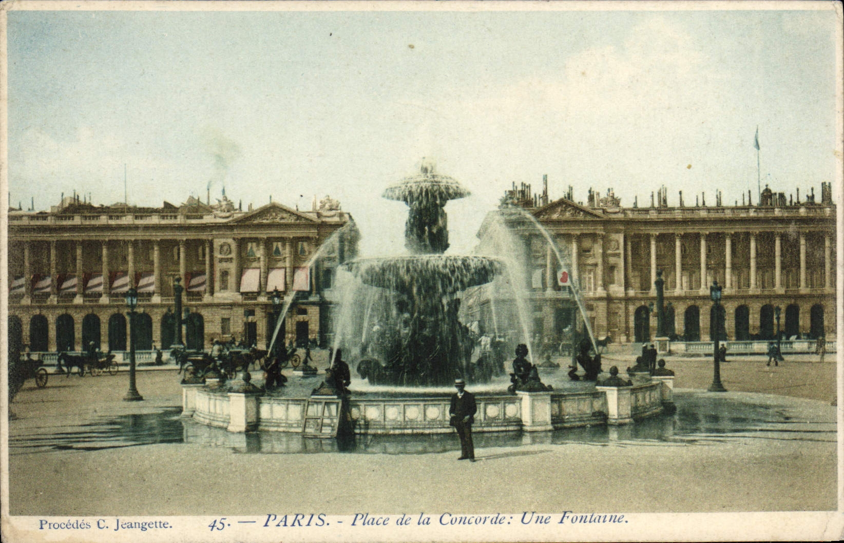 CPA Paris Place de la Concorde Une Fontaine 
