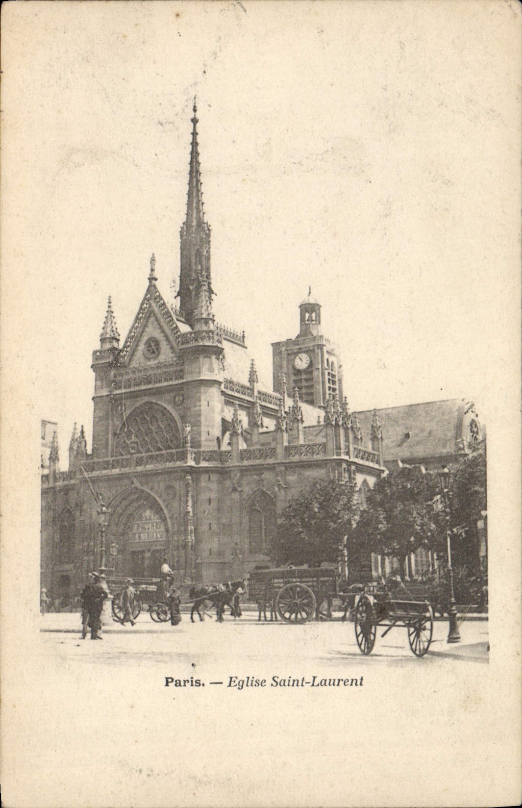 VINTAGE POSTCARD Paris Church Sainte Laurent