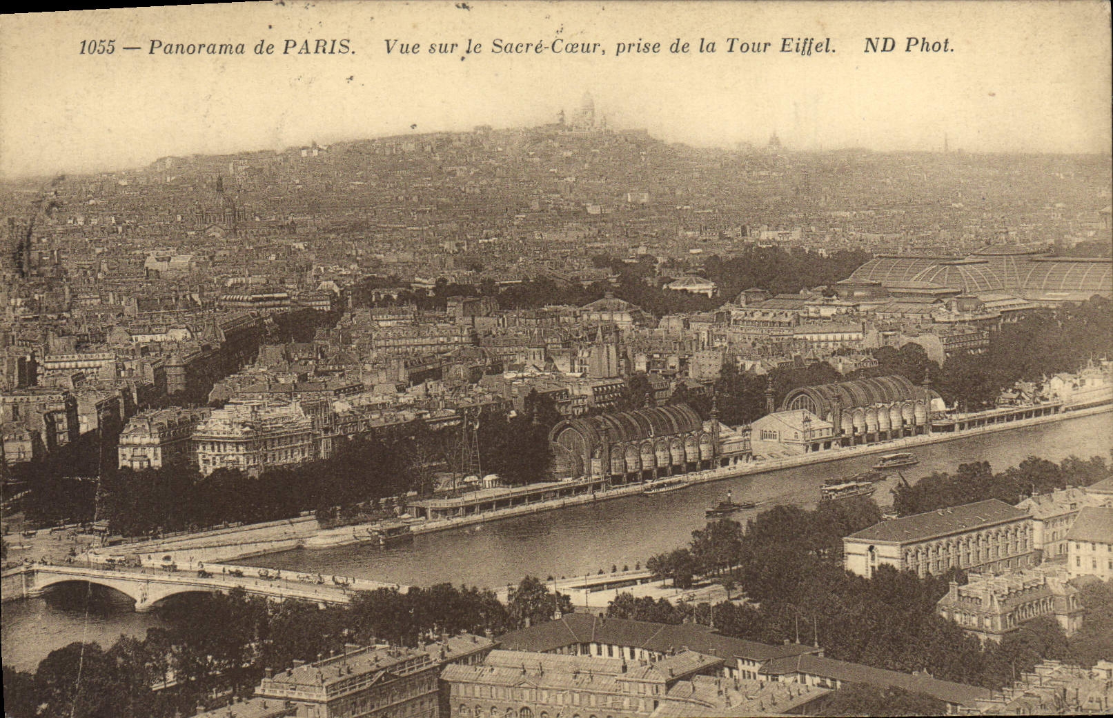Panorama de la POSTAL de la VENDIMIA de París visto en el corazón de la consagración tomado de la torre Eiffel