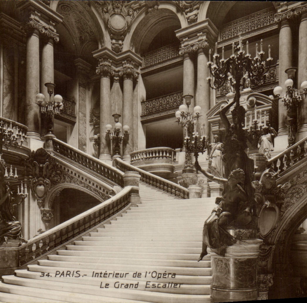 VINTAGE POSTCARD Interior Paris of the Opera Large Escaller