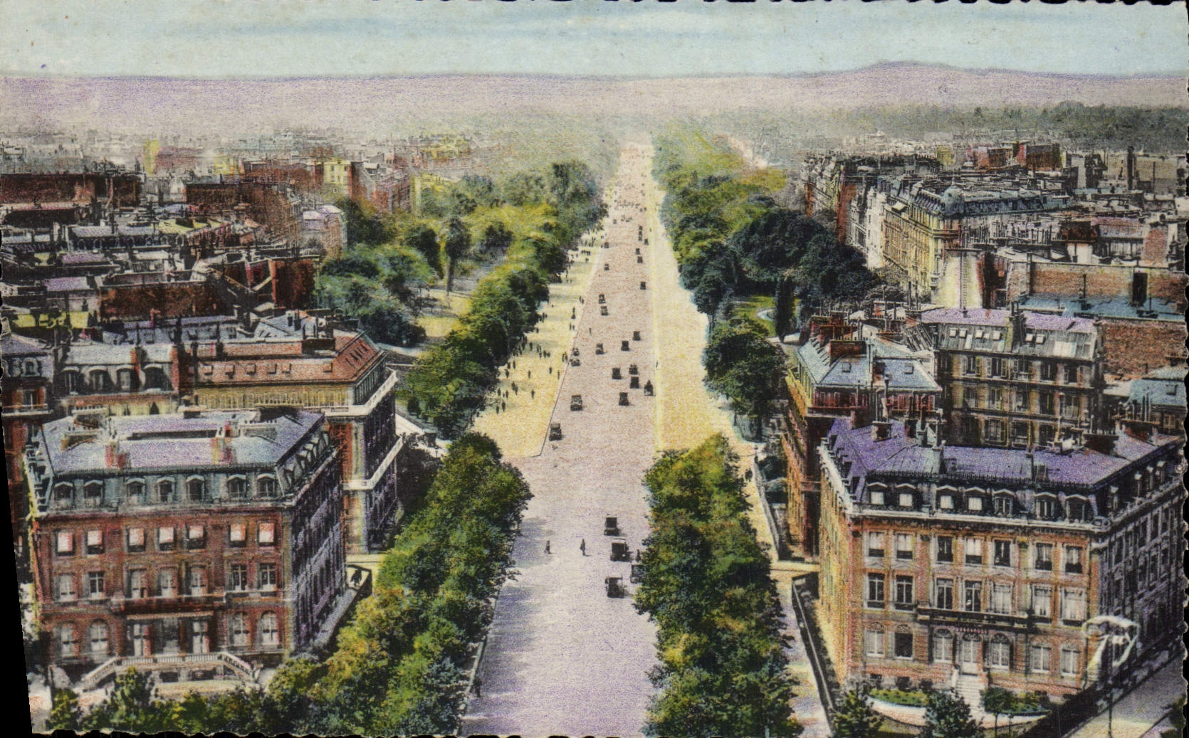Avenida de París Foch de la POSTAL de la VENDIMIA vista de Arc de Triomphe