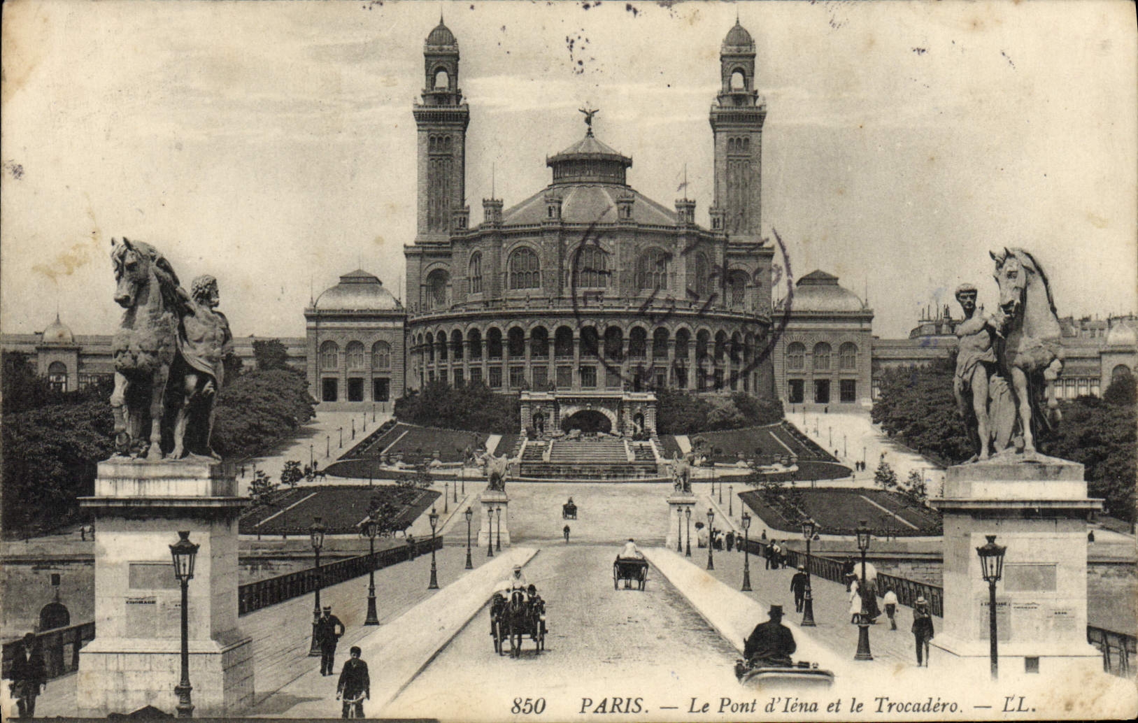 POSTAL París de la VENDIMIA el puente de lena y de Trocadero