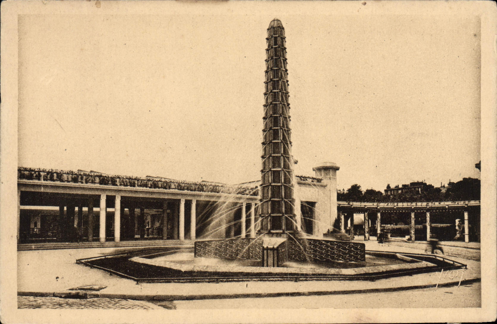 Exposición internacional de la POSTAL de la VENDIMIA de la fuente decorativa 1925 de París de los artes de Lalique y de Cour de los comercios