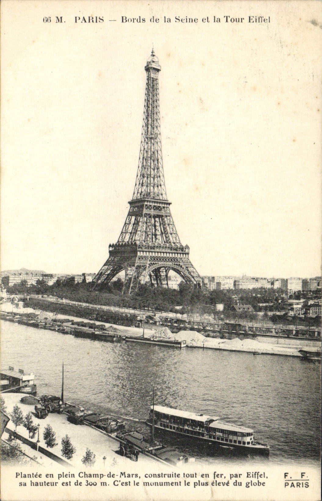 CPA Paris Bords De La Seine Et La Tour Eiffel Bateau Peniche 