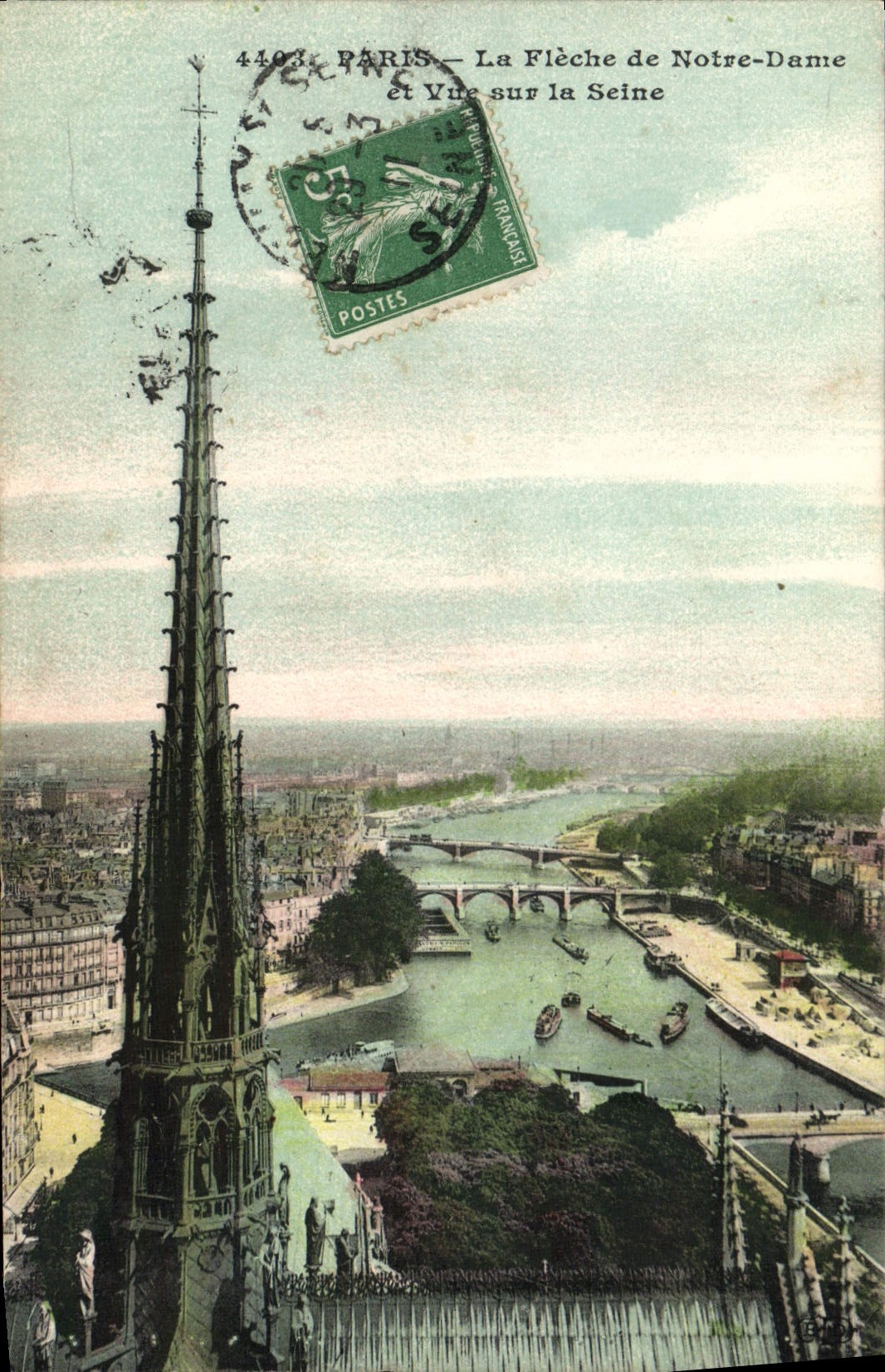 VINTAGE POSTCARD Paris the Arrow Of Notre Dame
