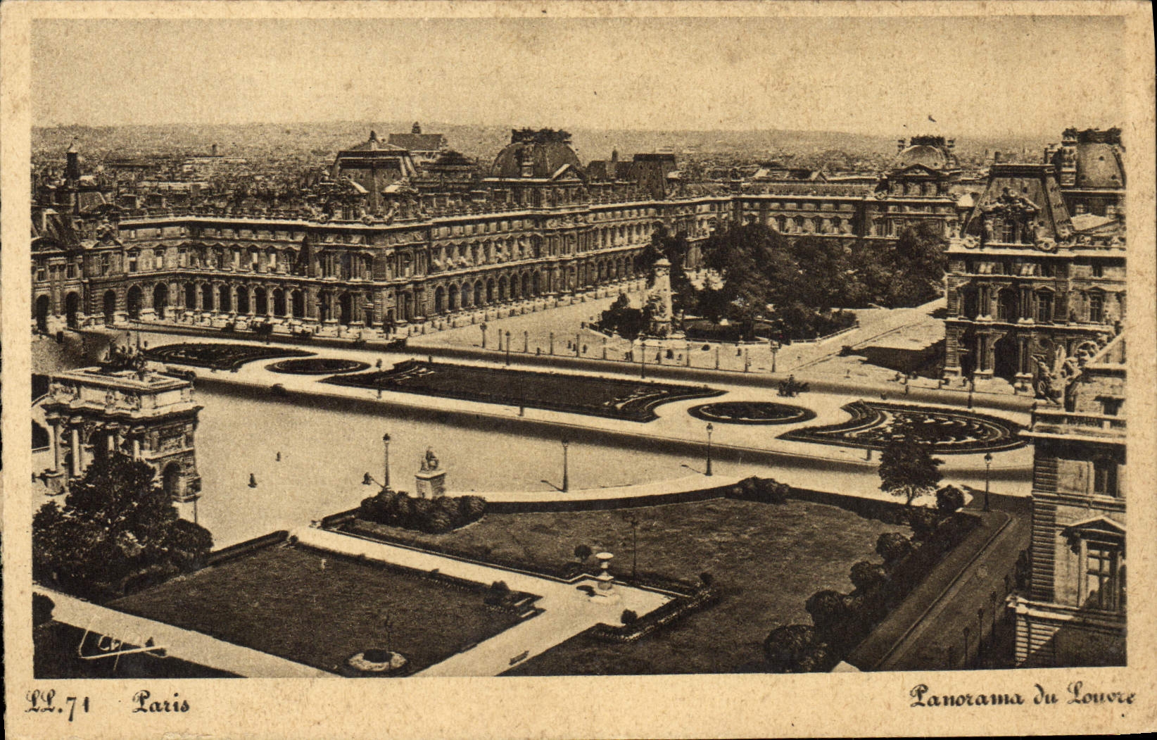 Panorama de París de la POSTAL de la VENDIMIA de la lumbrera