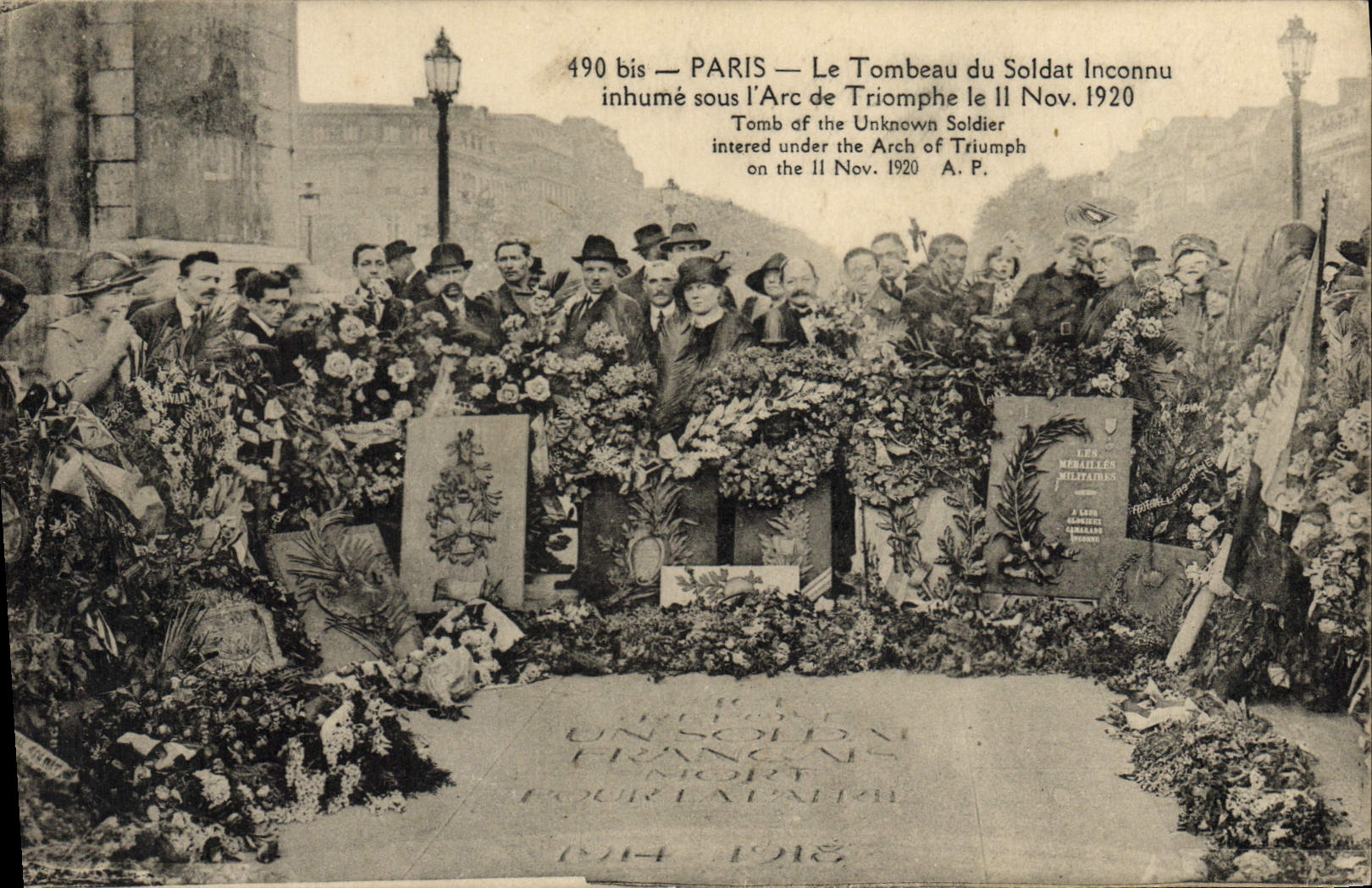 POSTAL París de la VENDIMIA la tumba de Soldar desconocido I Arc de Triomphe Militaria